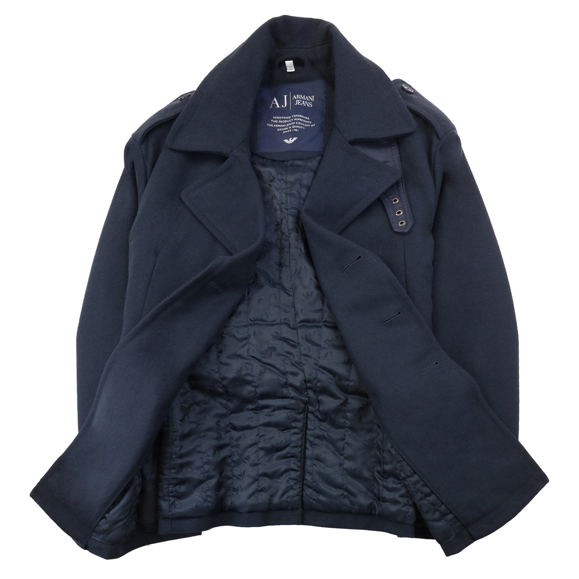 Armani Jeans Double Breast Overcoat Navy