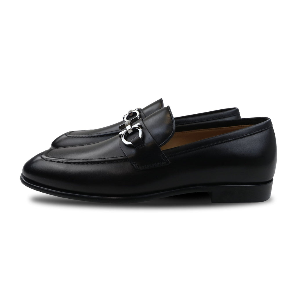 Ferragamo Moccasin With Gancini Ornament Nero