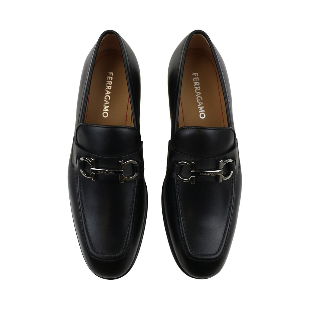 Ferragamo Moccasin With Gancini Ornament Nero
