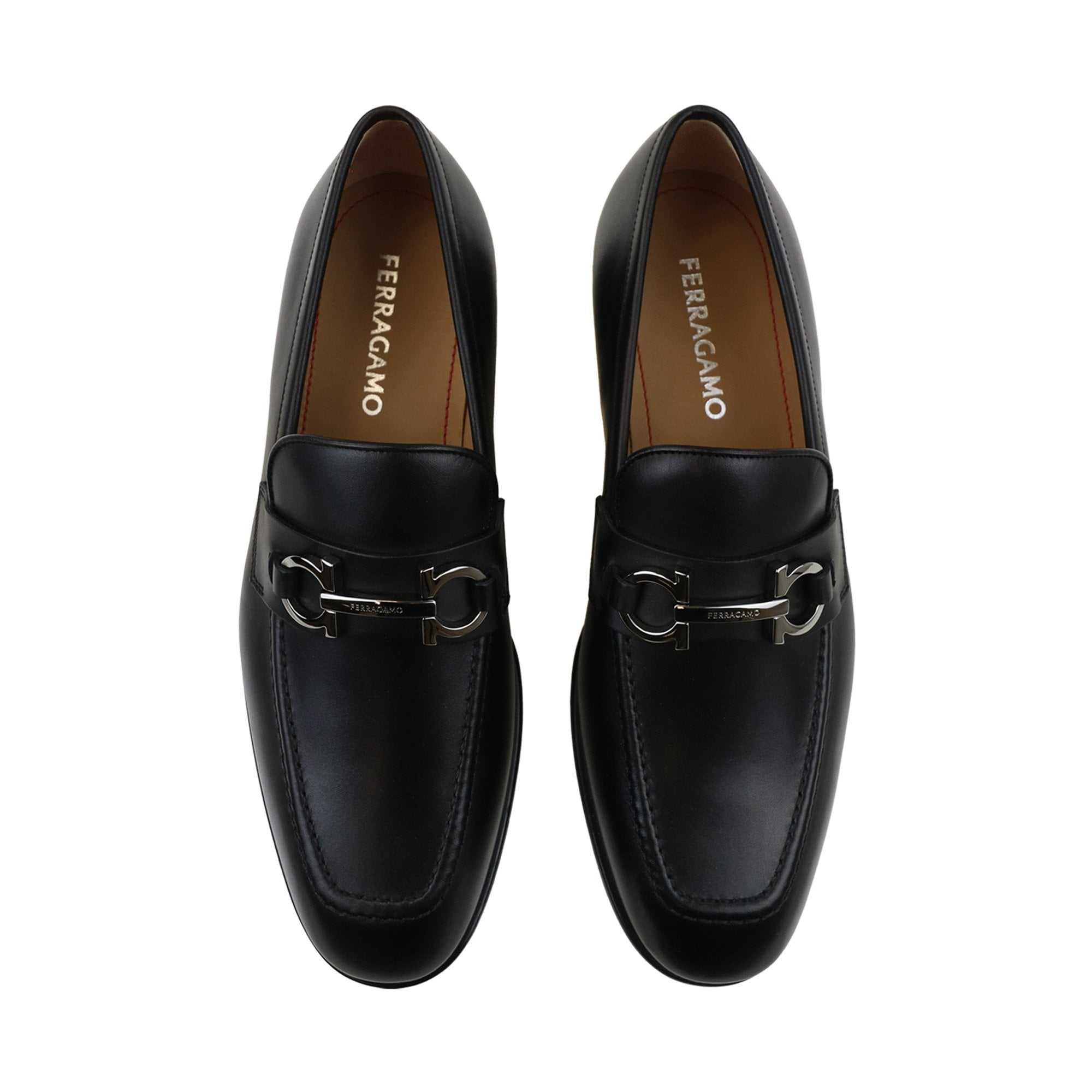 Ferragamo Moccasin With Gancini Ornament Nero