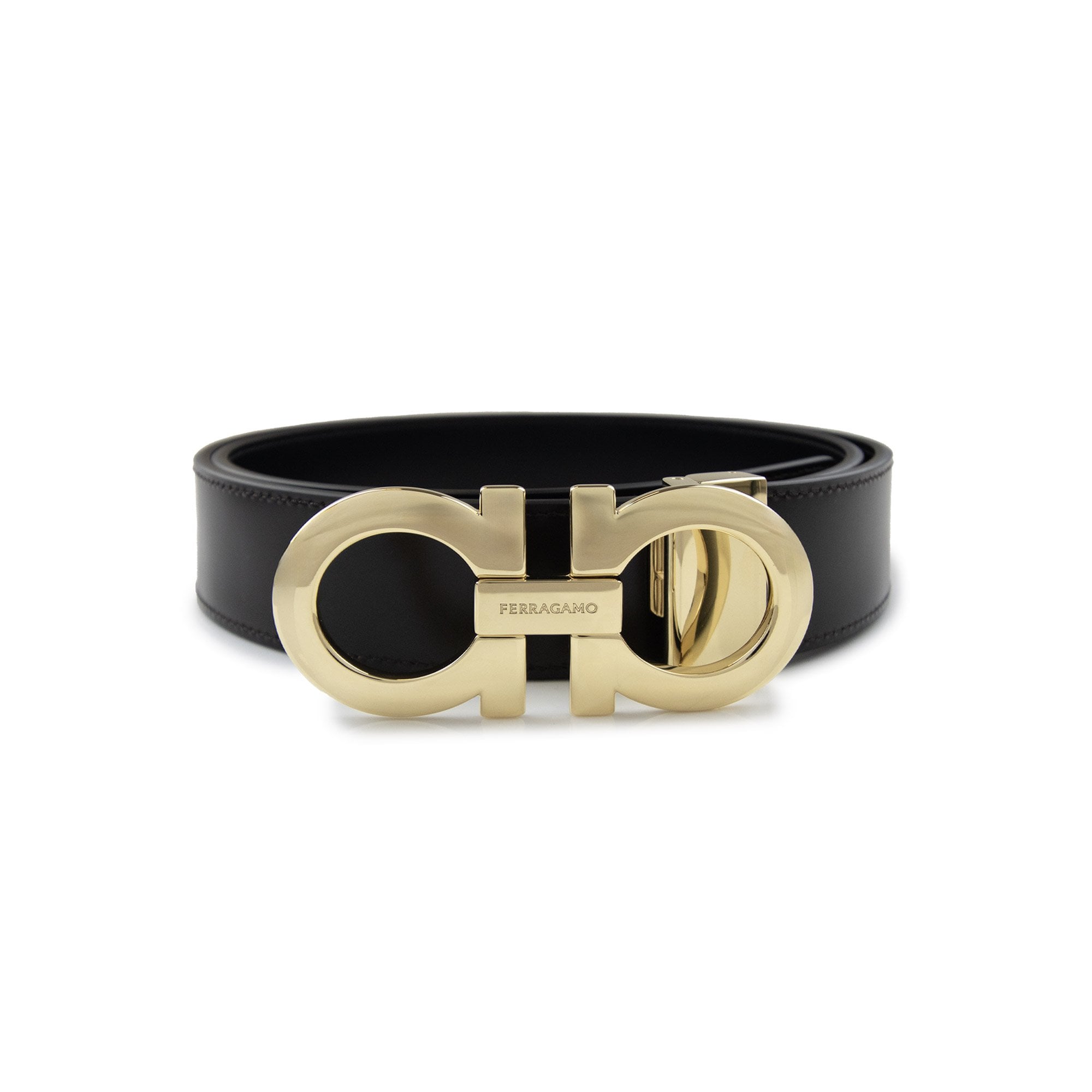 Ferragamo Reversible And Adjustable Gancini Belt Black/hickory