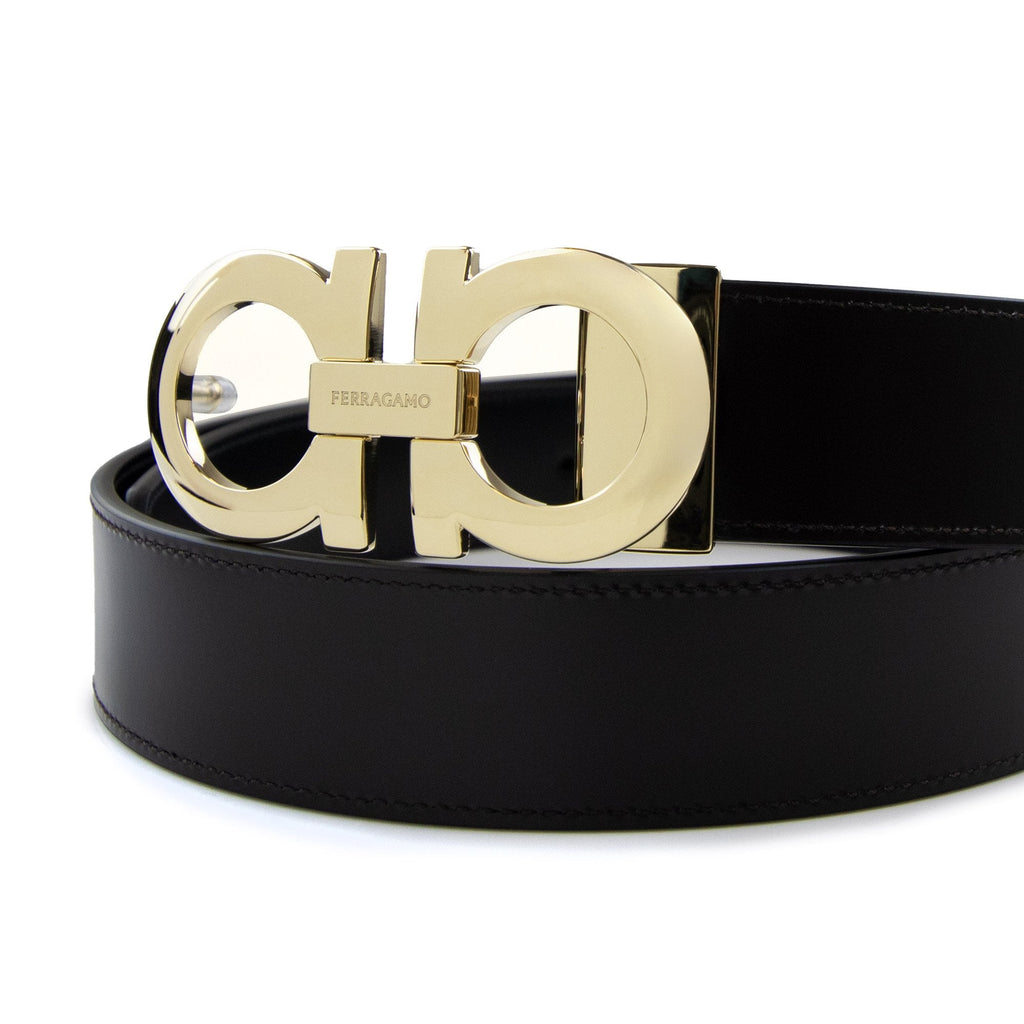 Ferragamo Reversible And Adjustable Gancini Belt Black/hickory