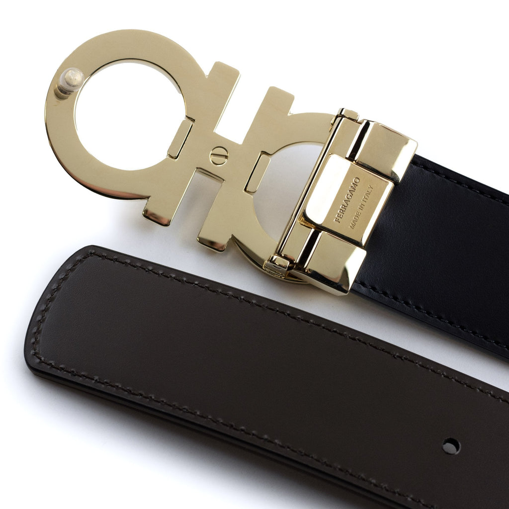 Ferragamo Reversible And Adjustable Gancini Belt Black/hickory