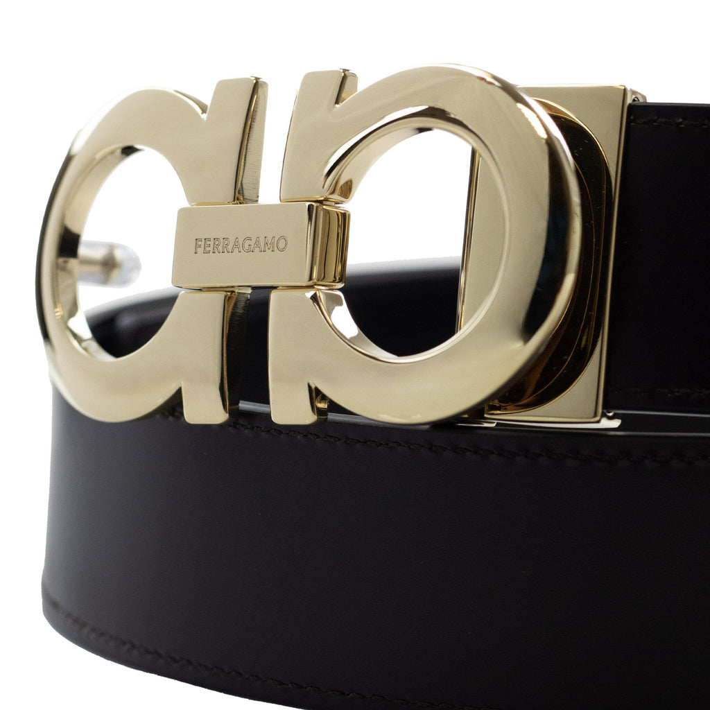 Ferragamo Reversible And Adjustable Gancini Belt Black/hickory