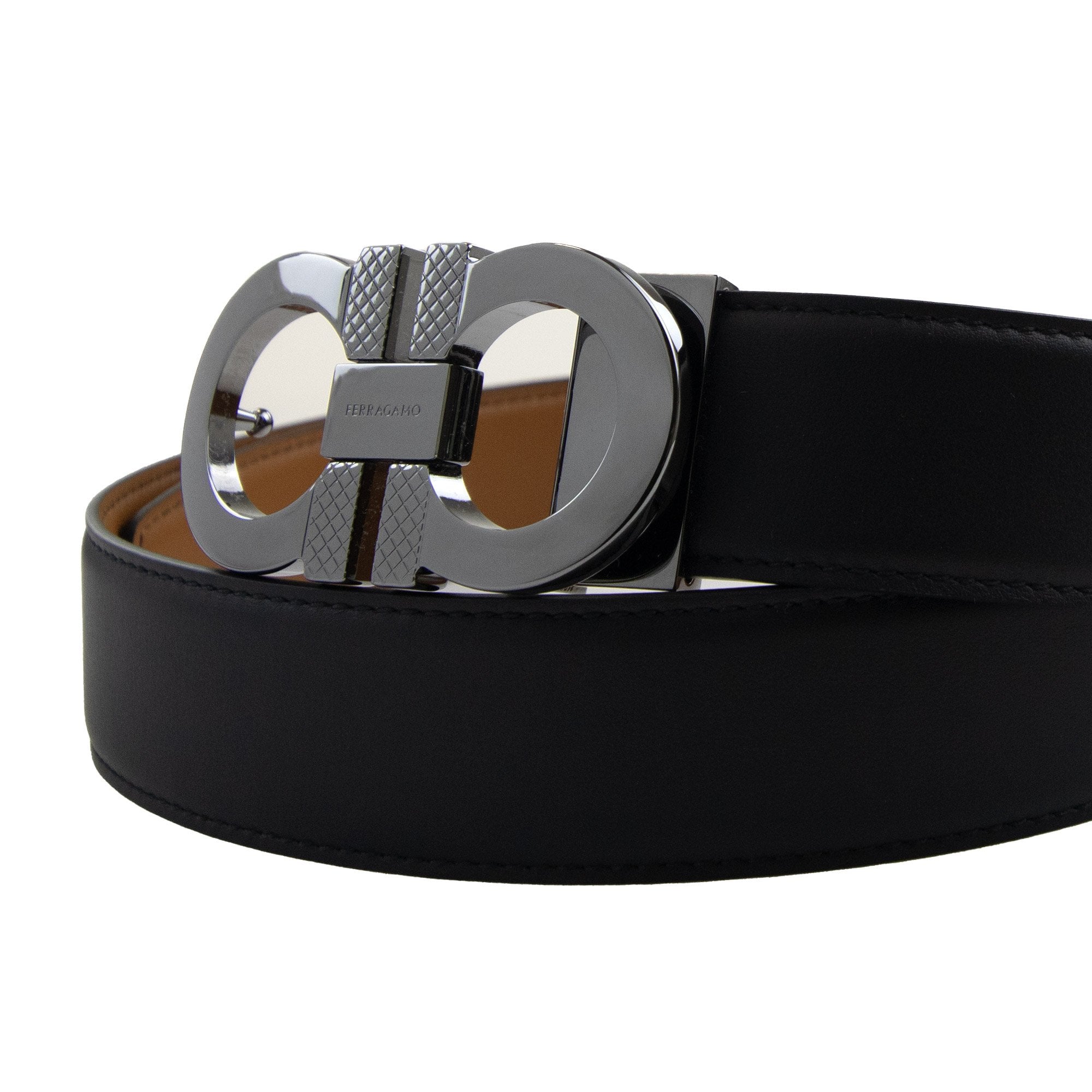 Ferragamo Reversible And Adjustable Gancini Belt Black/Vicuna
