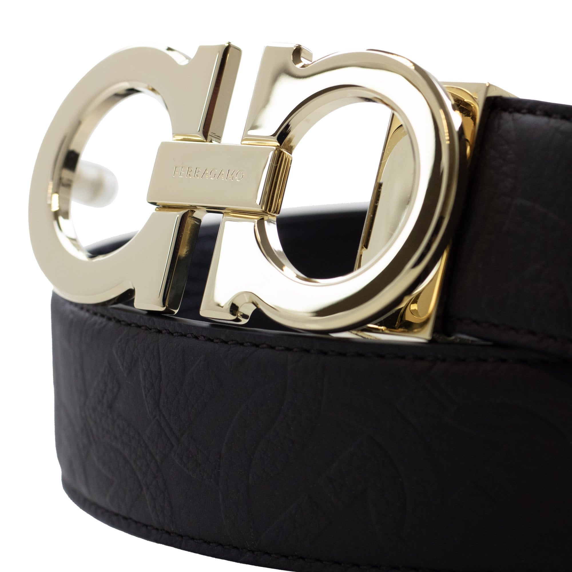 Ferragamo Reversible And Adjustable Gancini Belt Brown/Black