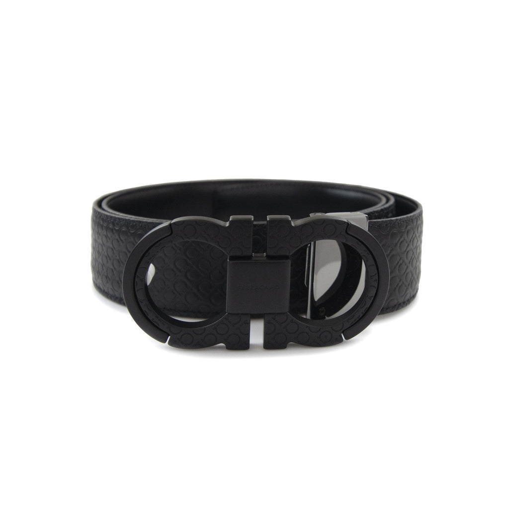 Ferragamo Reversible And Adjustable Gancini Belt Black/black