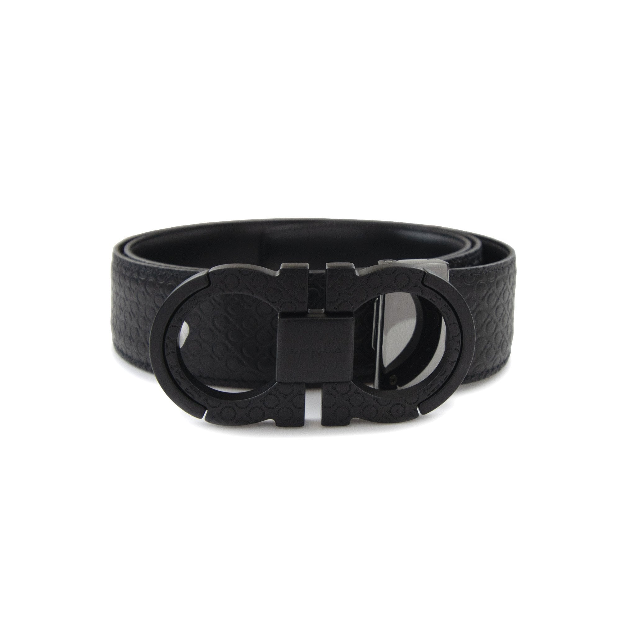 Ferragamo Reversible And Adjustable Gancini Belt Black/black