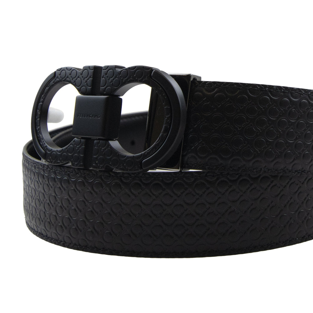 Ferragamo Reversible And Adjustable Gancini Belt Black/black
