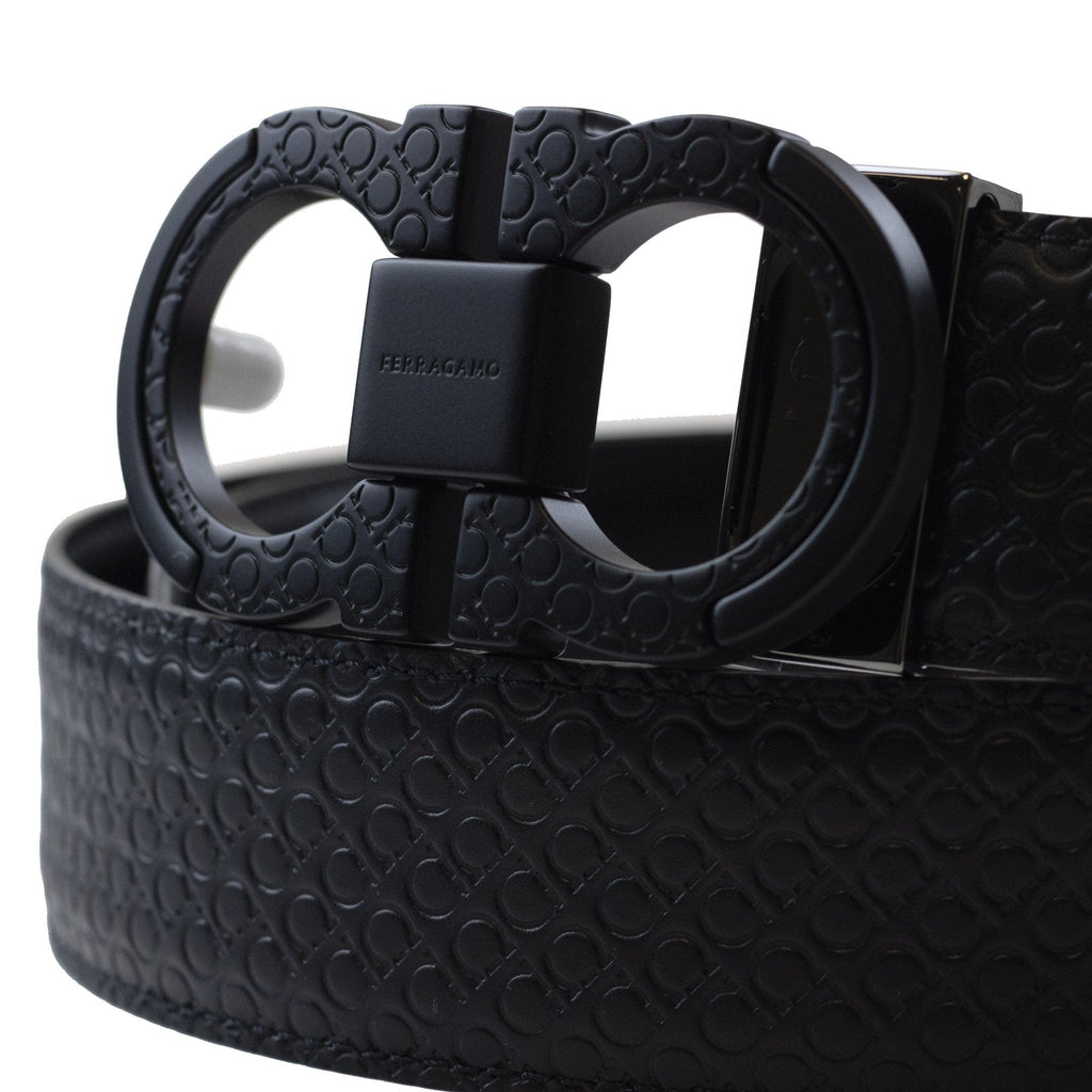 Ferragamo Reversible And Adjustable Gancini Belt Black/black