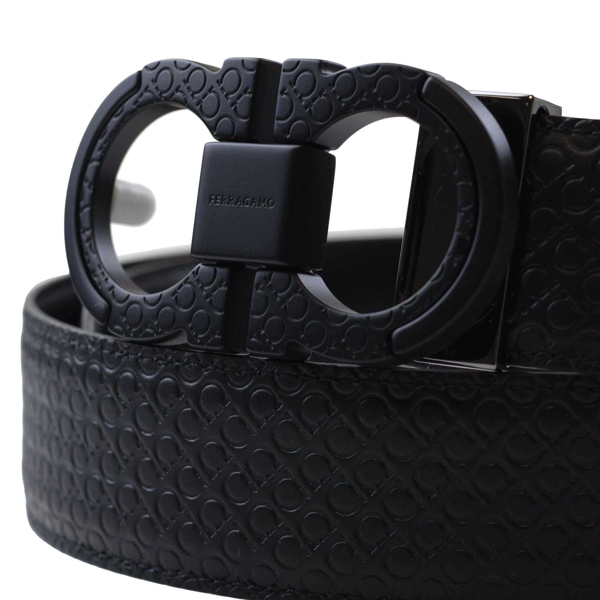 Ferragamo Reversible And Adjustable Gancini Belt Black/black