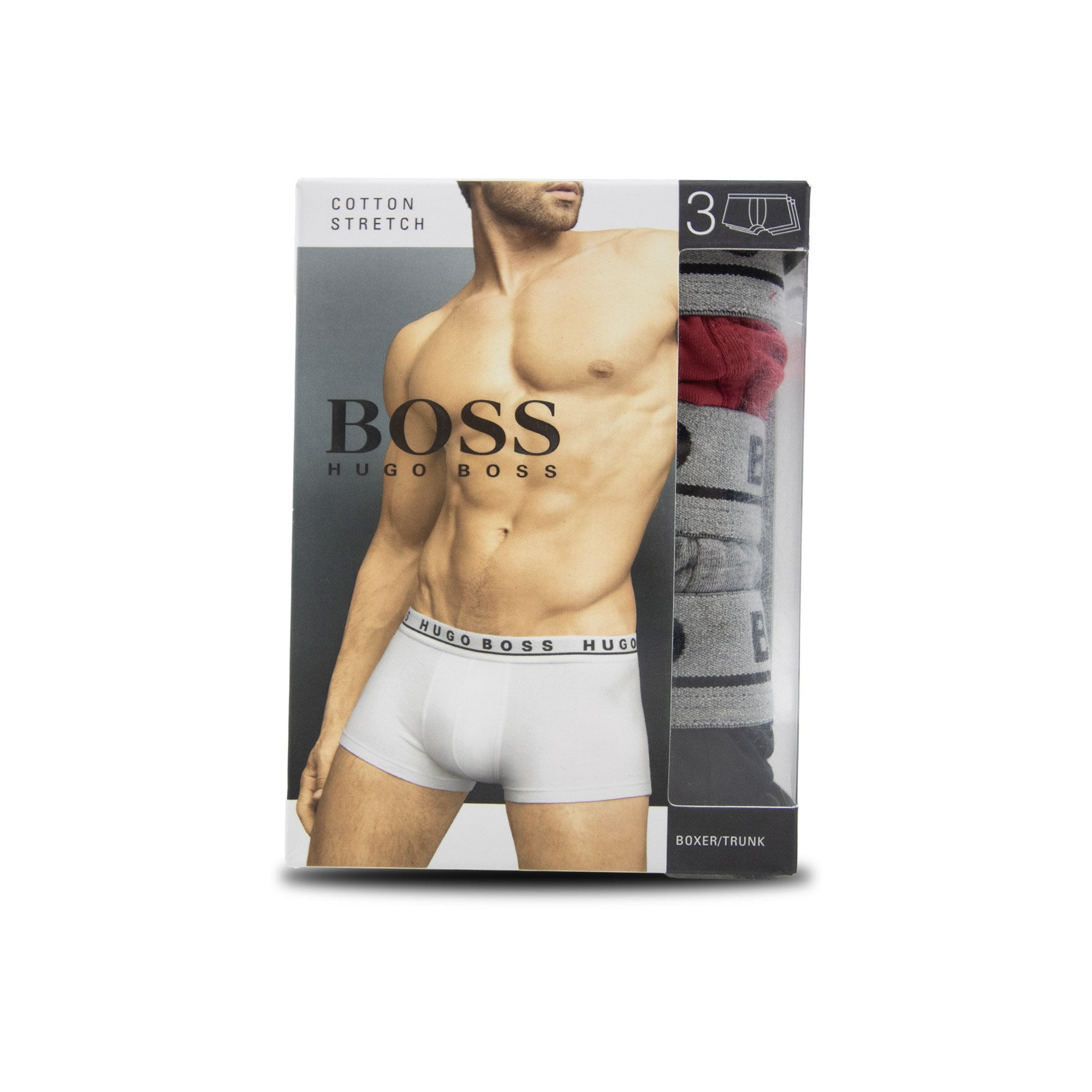 Hugo Boss 3 Pack Boxers Blk Grey Red