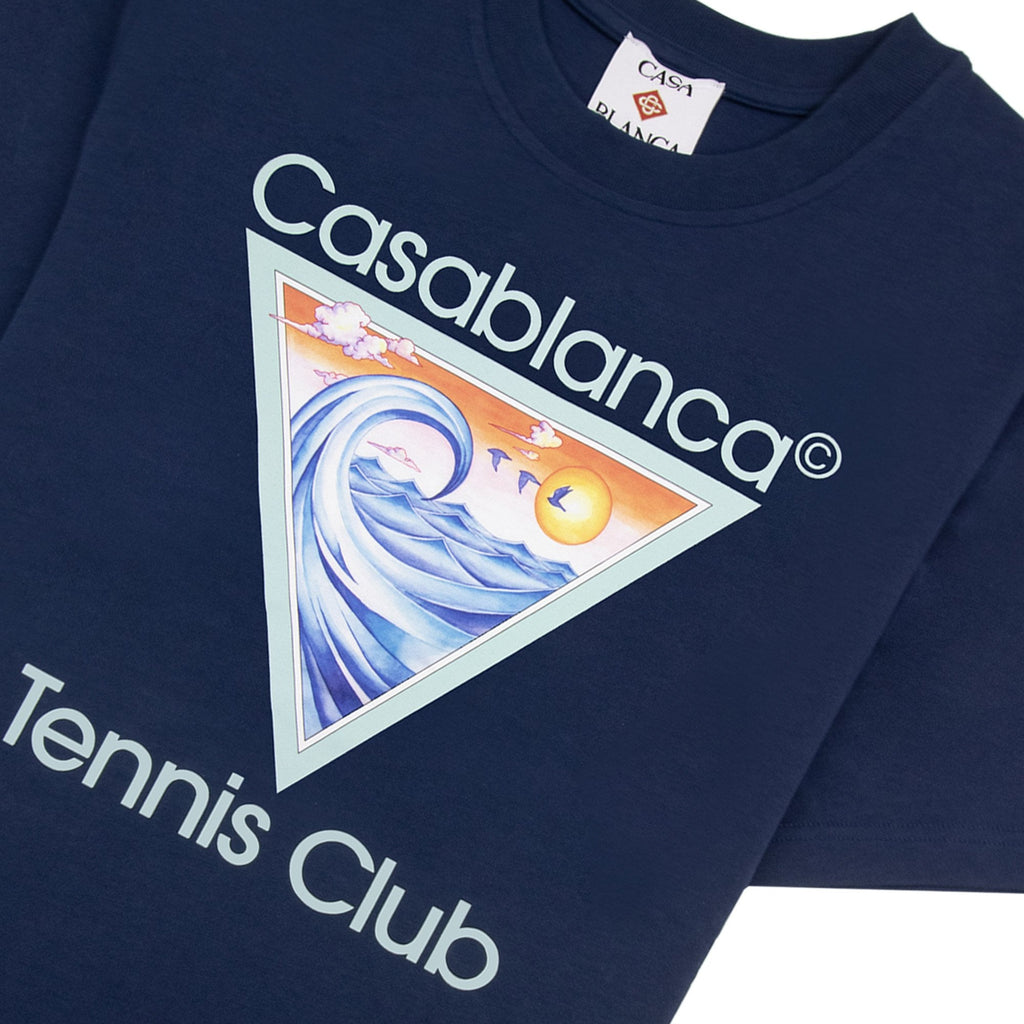 Casablanca Tennis Club Icon Printed T-shirt Navy