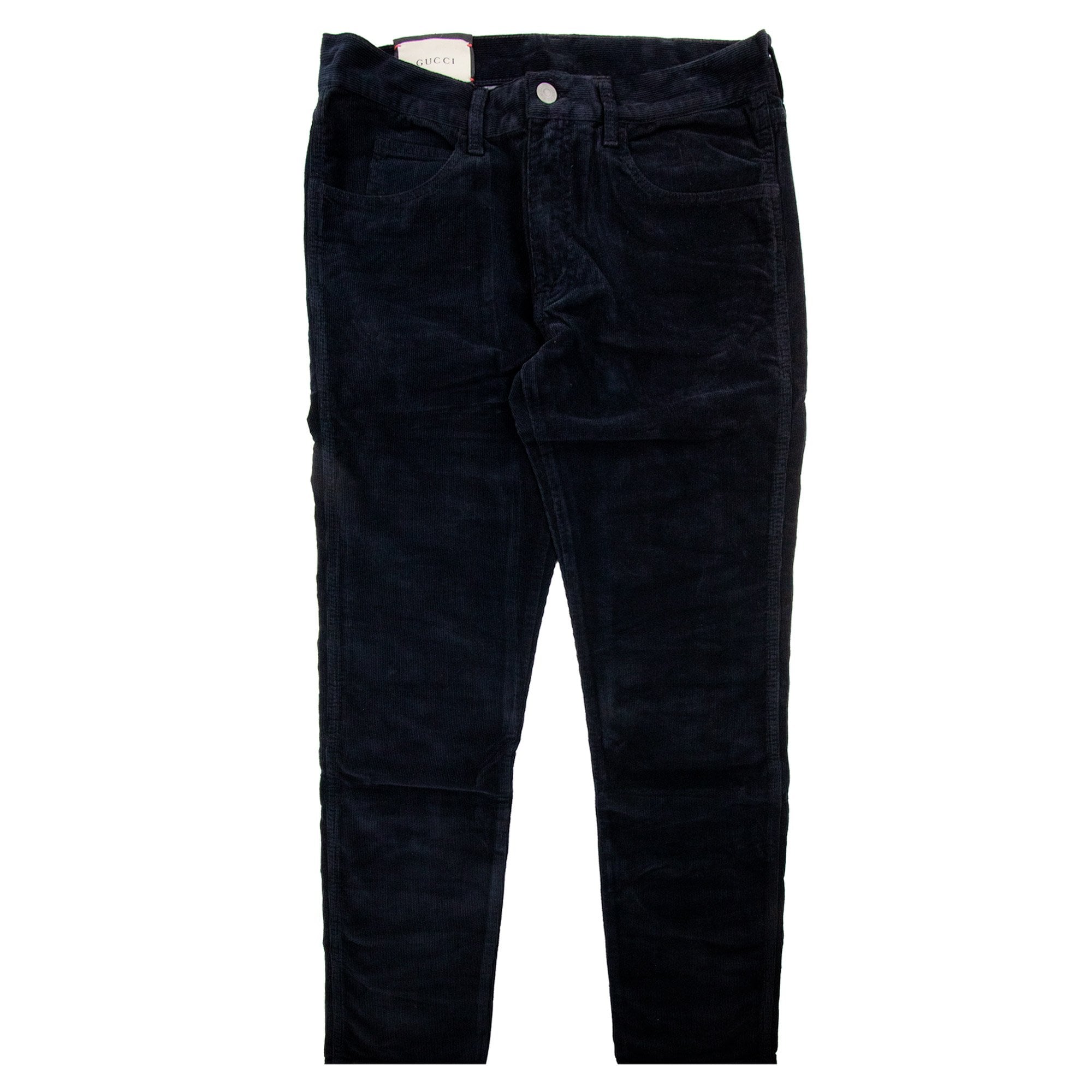 Gucci Bee Logo Velvet Corduroy Pants Navy