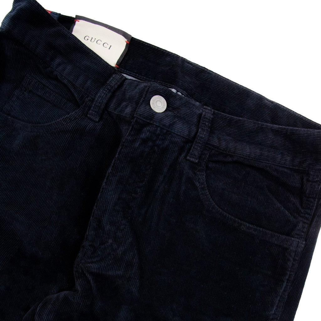 Gucci Bee Logo Velvet Corduroy Pants Navy
