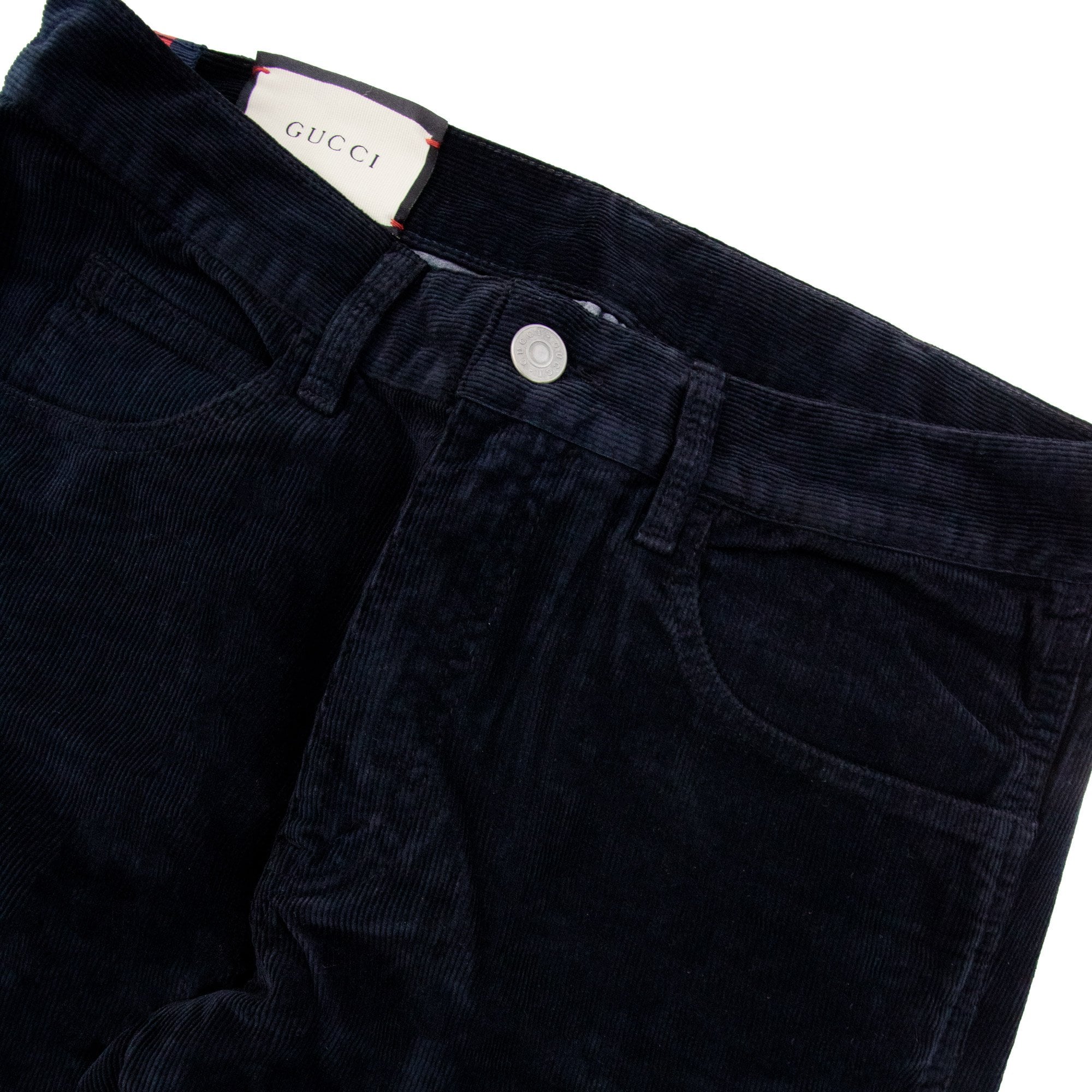 Gucci Bee Logo Velvet Corduroy Pants Navy