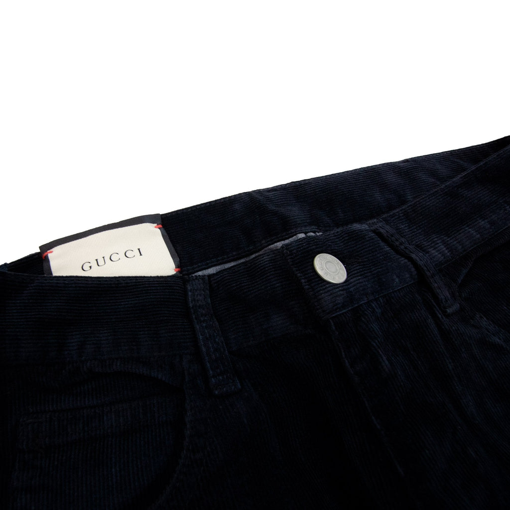 Gucci Bee Logo Velvet Corduroy Pants Navy