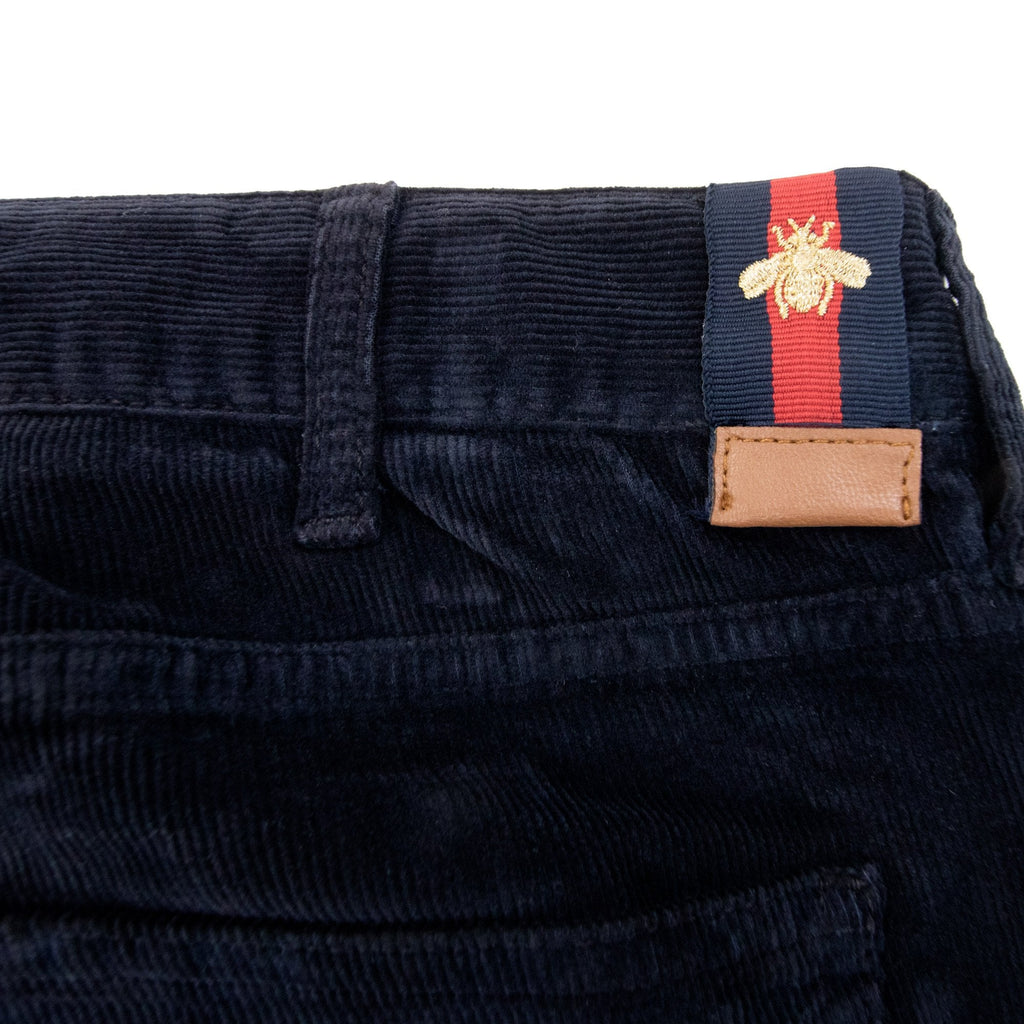 Gucci Bee Logo Velvet Corduroy Pants Navy