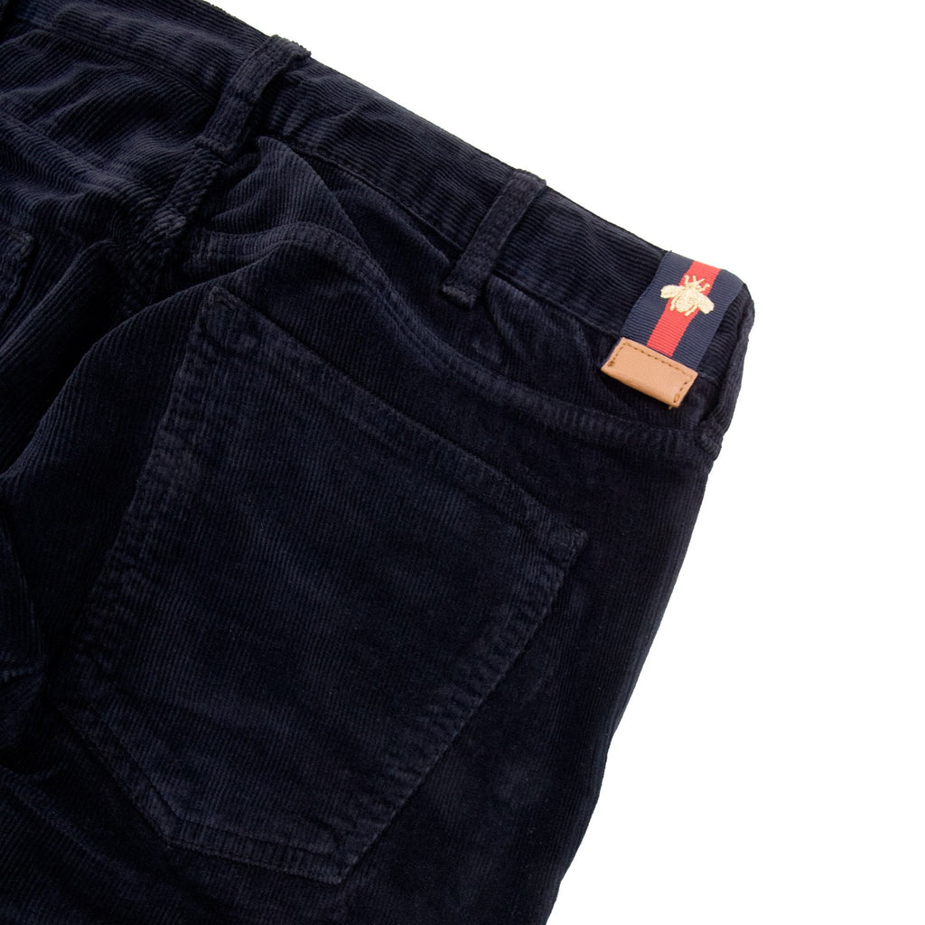 Gucci Bee Logo Velvet Corduroy Pants Navy