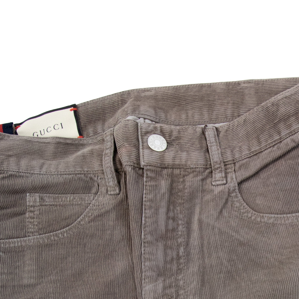 Gucci Bee Logo Velvet Corduroy Pants Beige