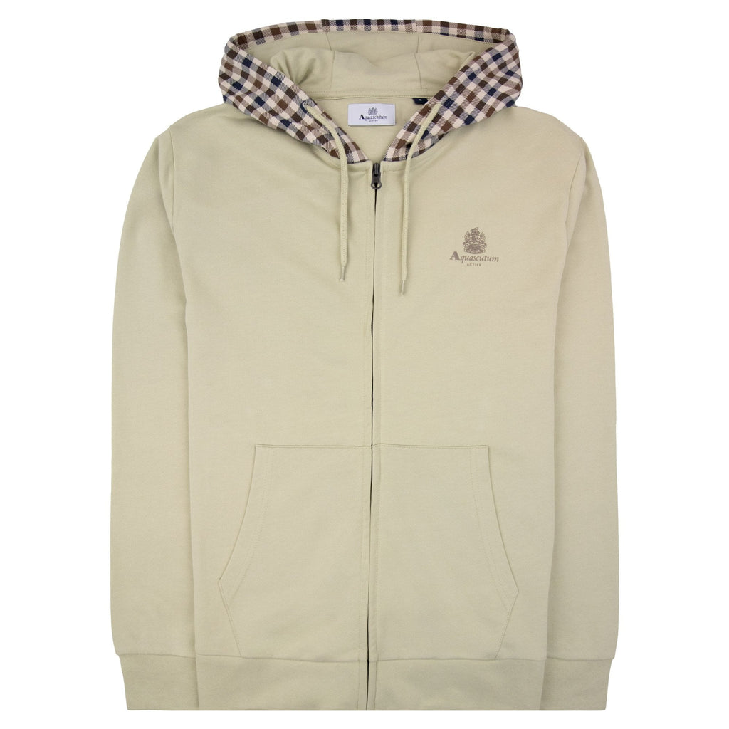 Aquascutum Fz Club Check Hoody Beige 03