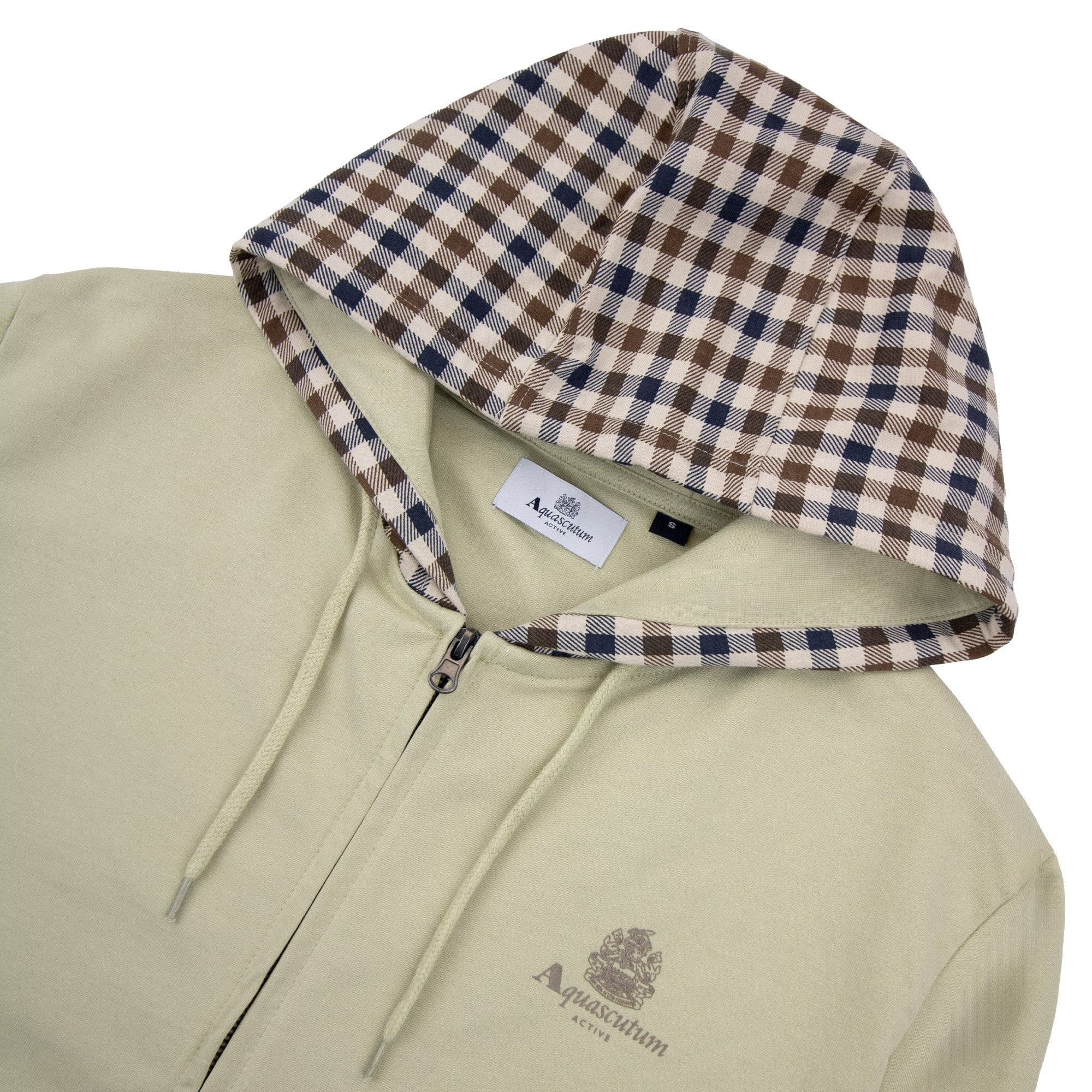 Aquascutum Fz Club Check Hoody Beige 03