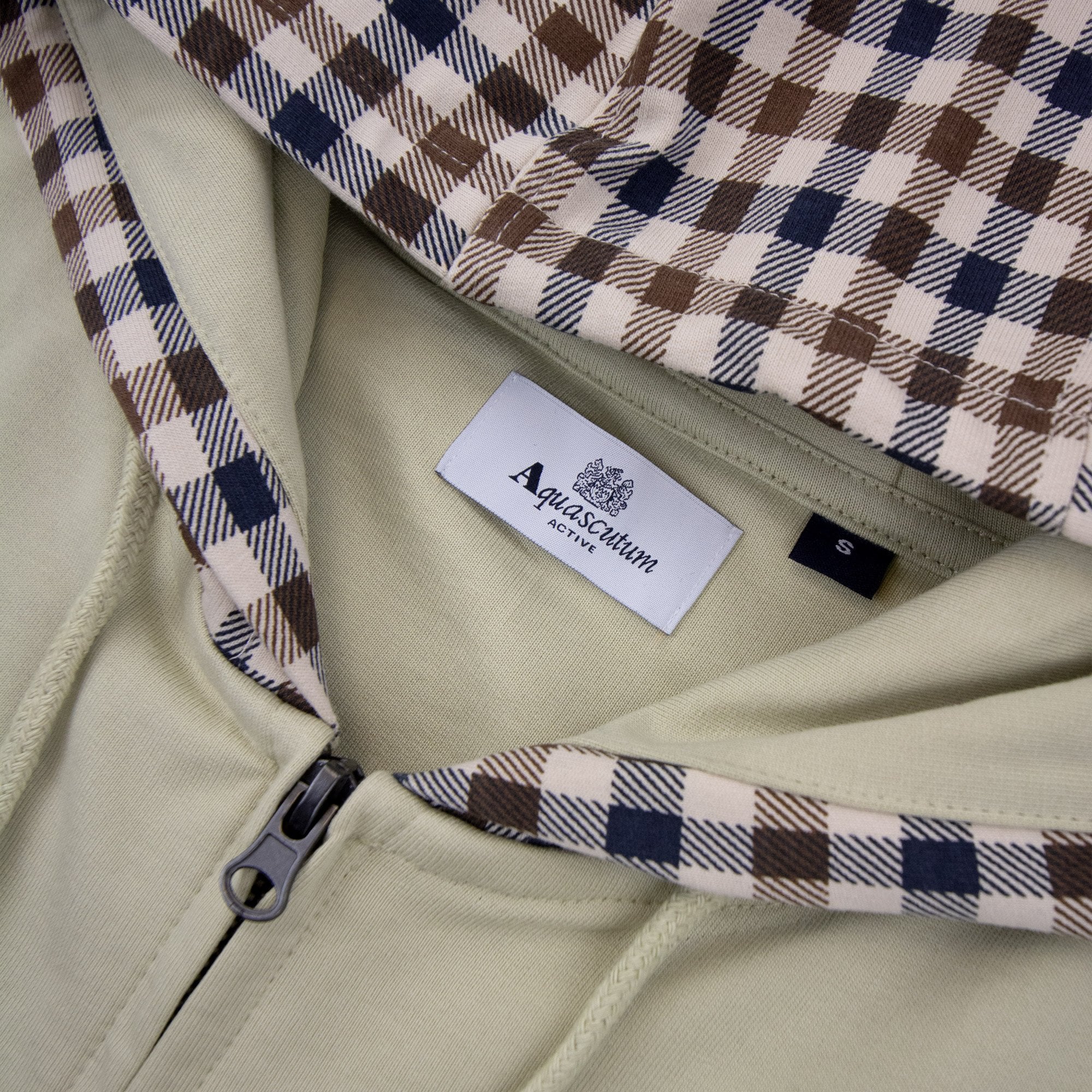 Aquascutum Fz Club Check Hoody Beige 03