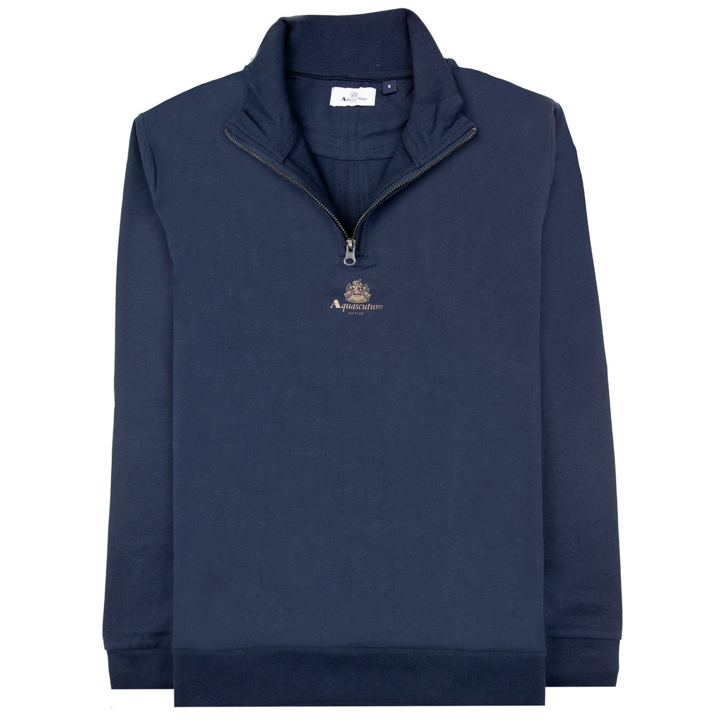 Aquascutum Small Logo Quarter Zip Navy 11