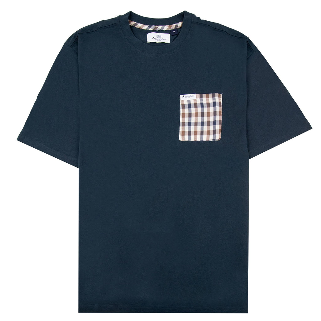 Aquascutum Club Check Pocket T Shirt Navy 11