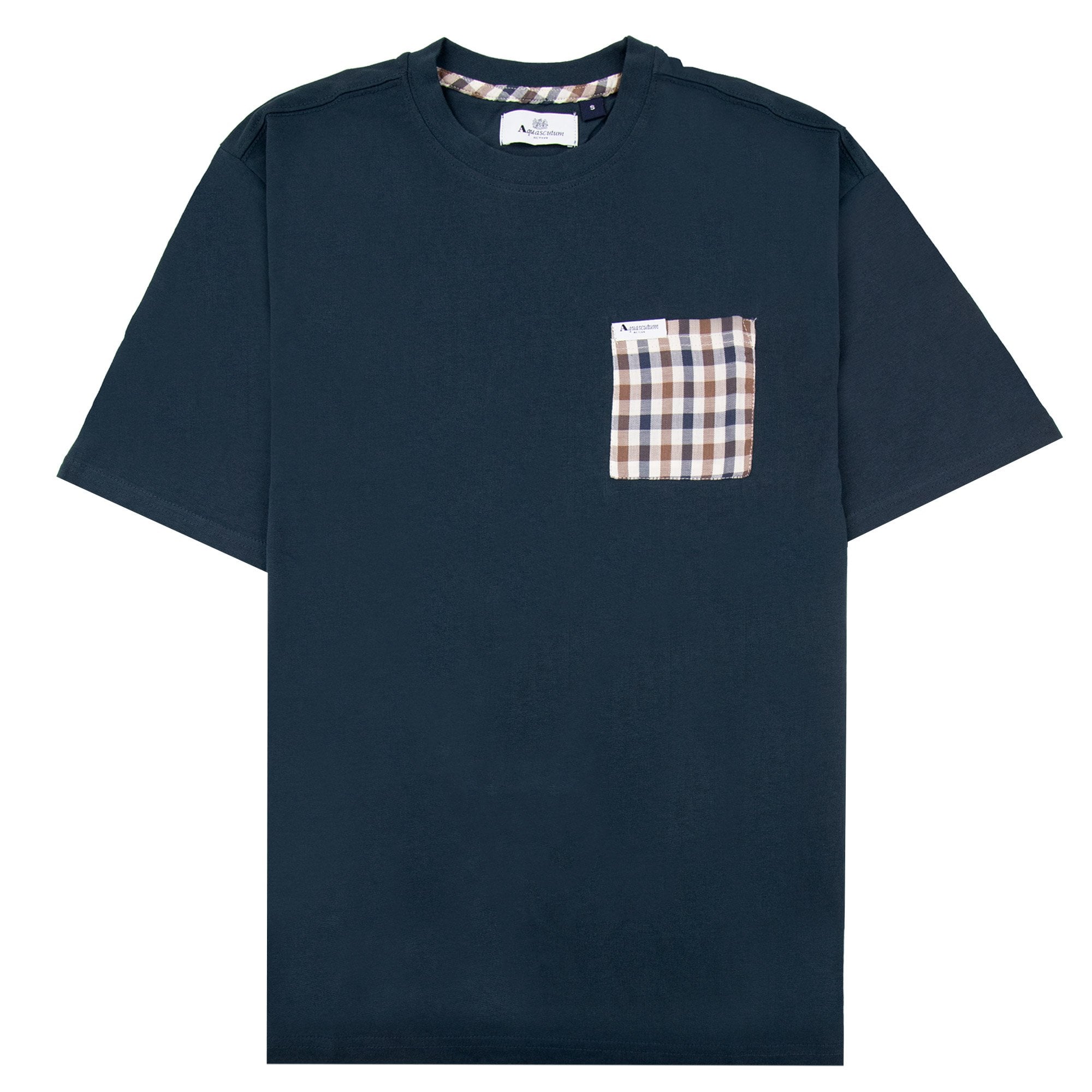 Aquascutum Club Check Pocket T Shirt Navy 11