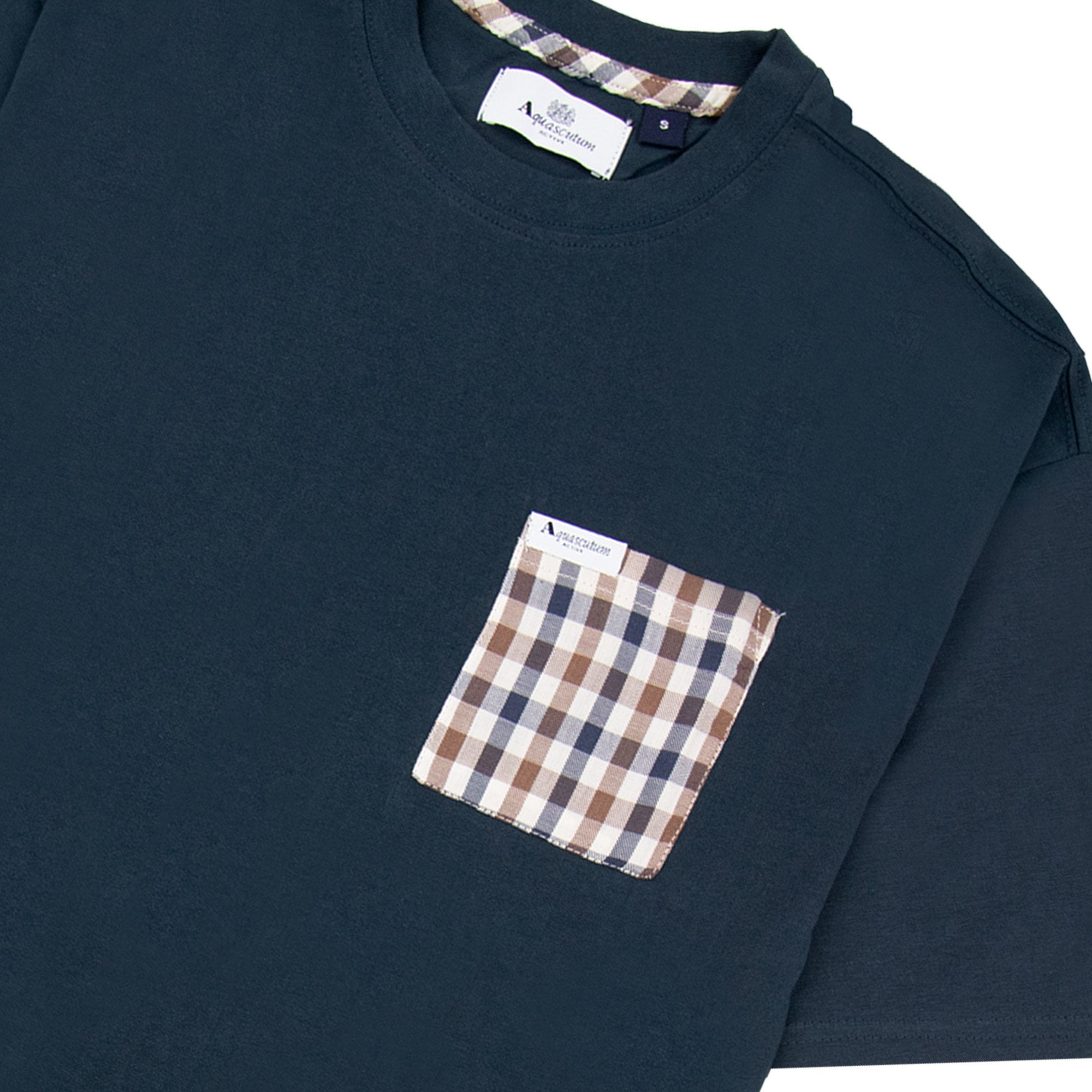 Aquascutum Club Check Pocket T Shirt Navy 11