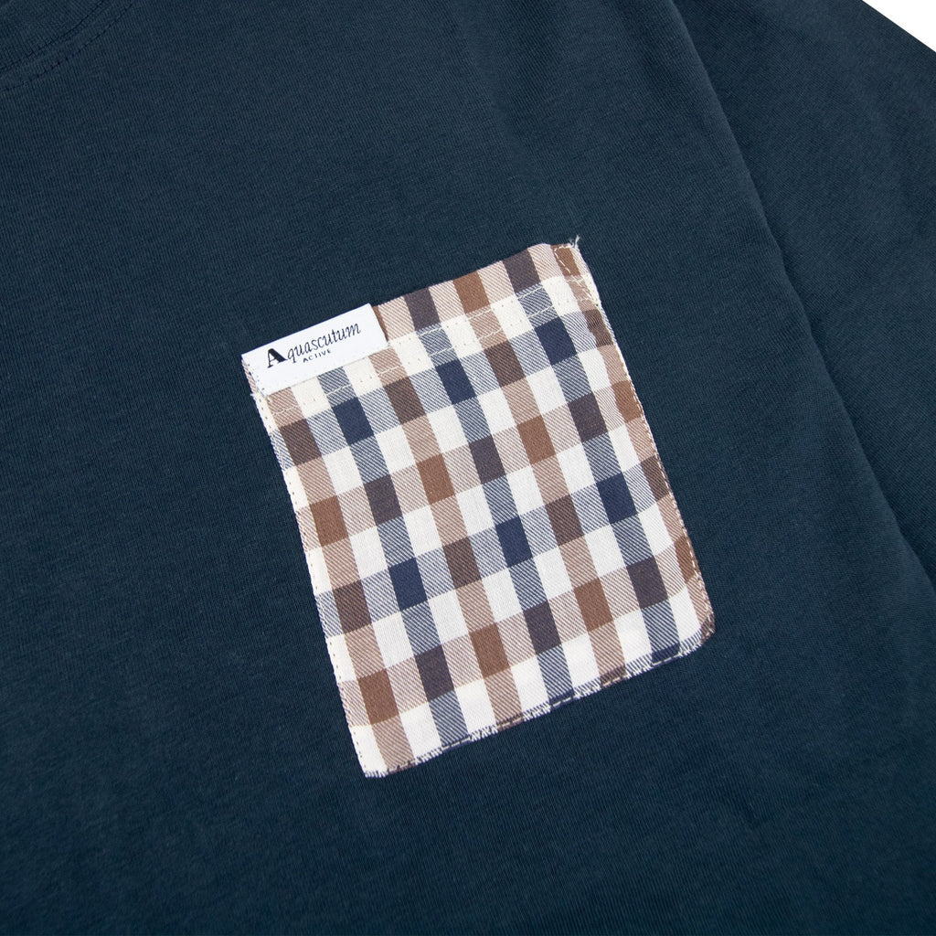 Aquascutum Club Check Pocket T Shirt Navy 11
