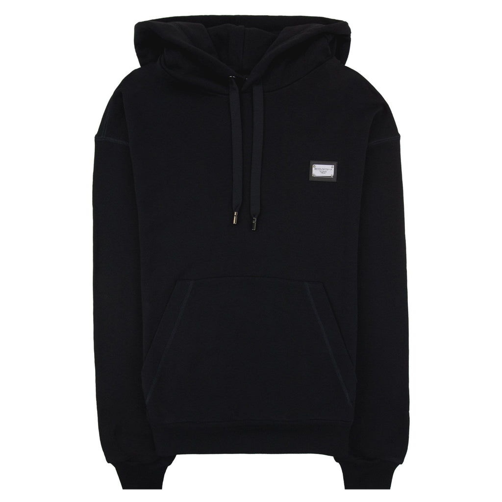 Dolce & Gabbana Jersey Hoodie With Branded Tag Black