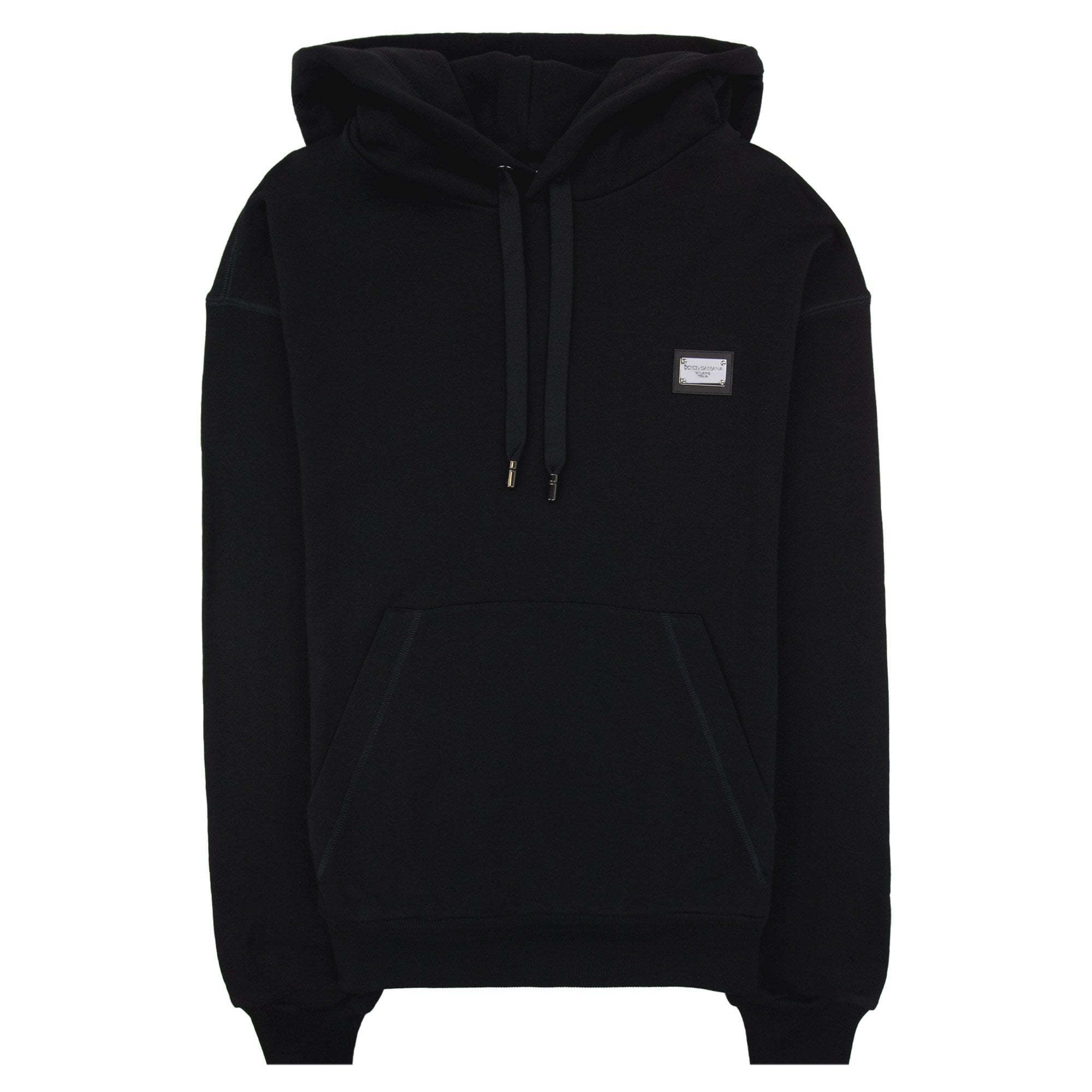 Dolce & Gabbana Jersey Hoodie With Branded Tag Black