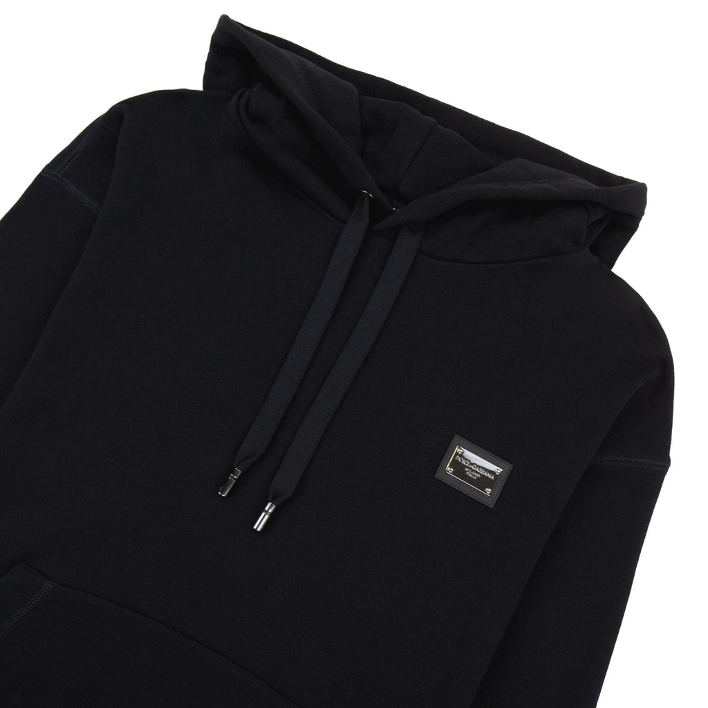 Dolce & Gabbana Jersey Hoodie With Branded Tag Black