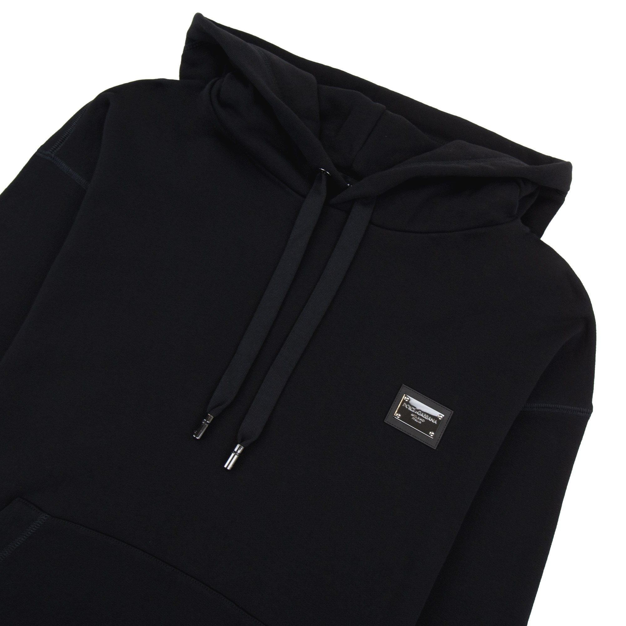 Dolce & Gabbana Jersey Hoodie With Branded Tag Black