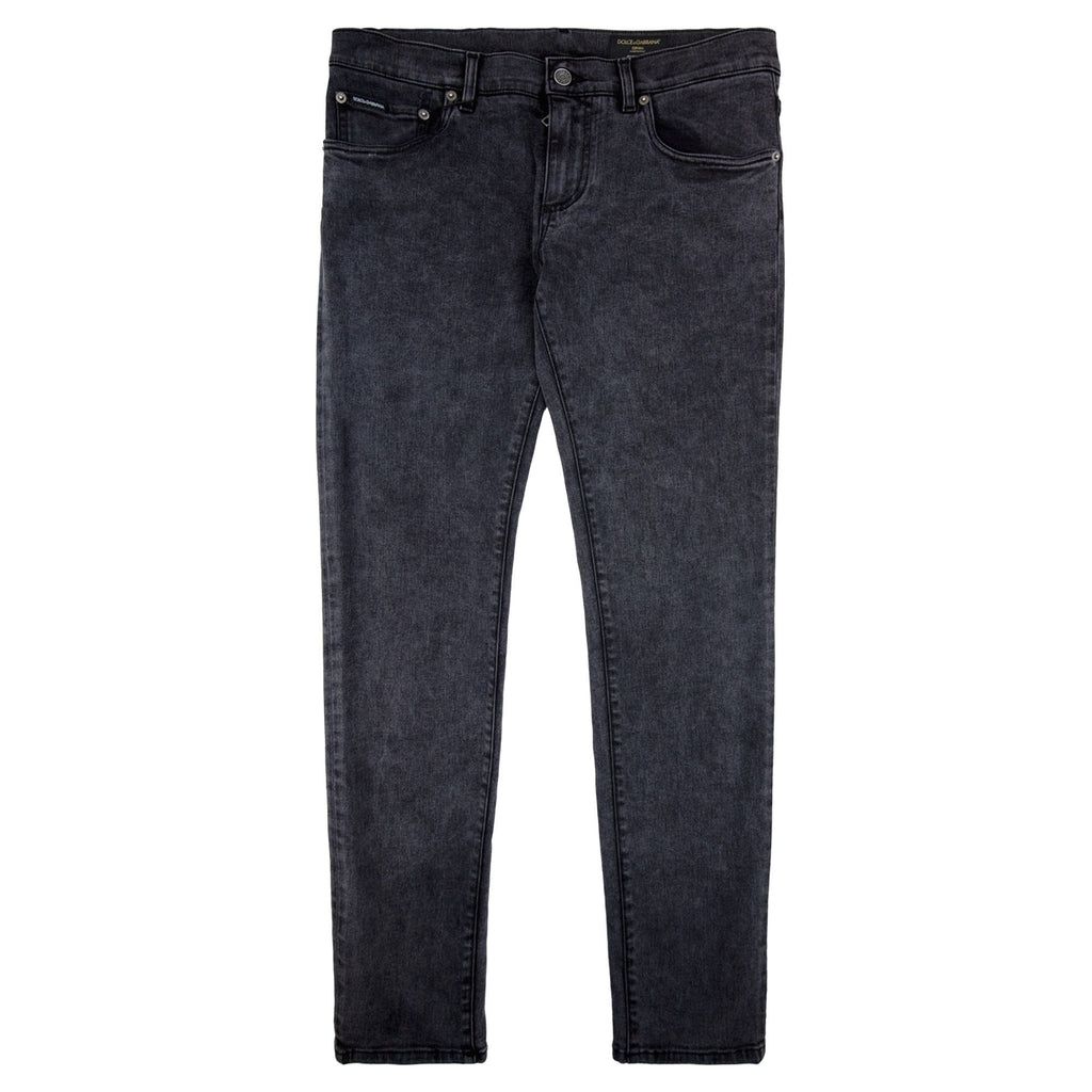 Dolce & Gabbana Skinny Stretch Jean With Branded Tag Dark Grey