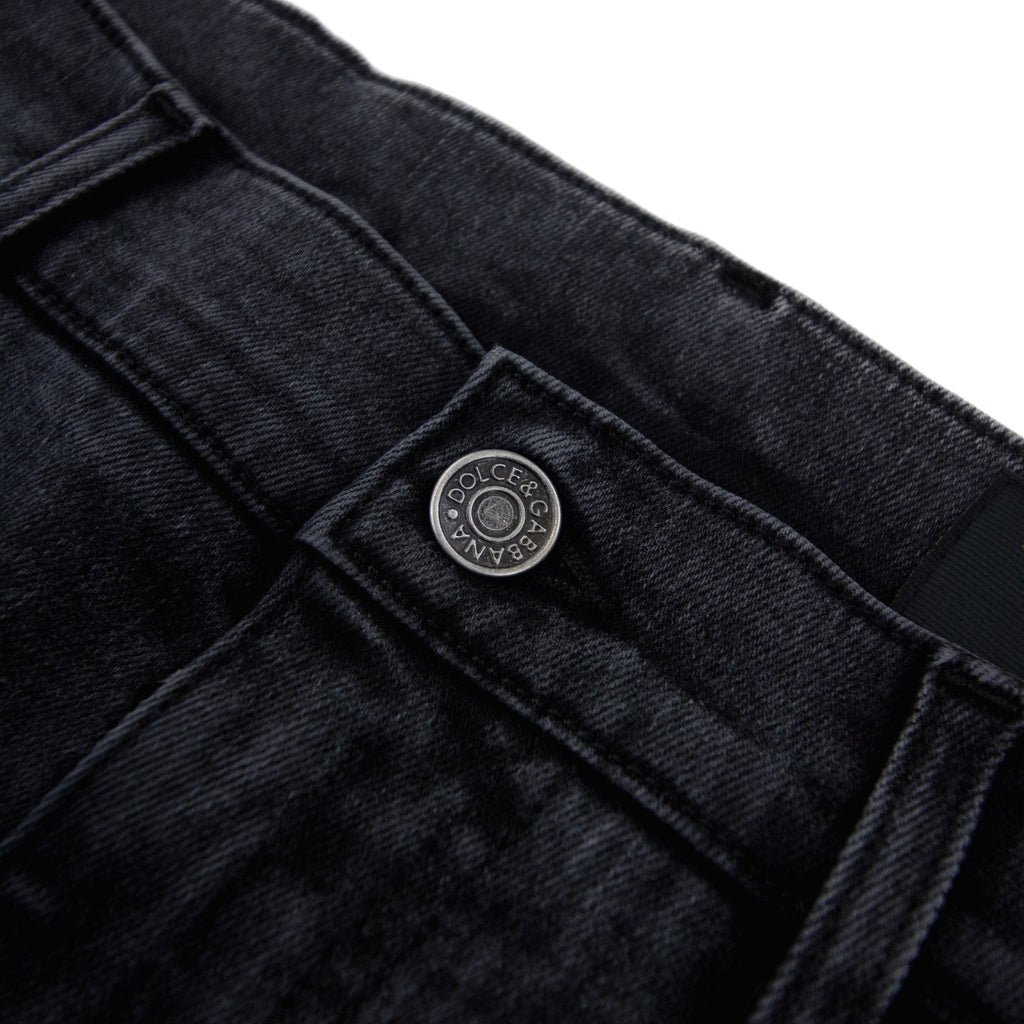 Dolce & Gabbana Skinny Stretch Jean With Branded Tag Dark Grey