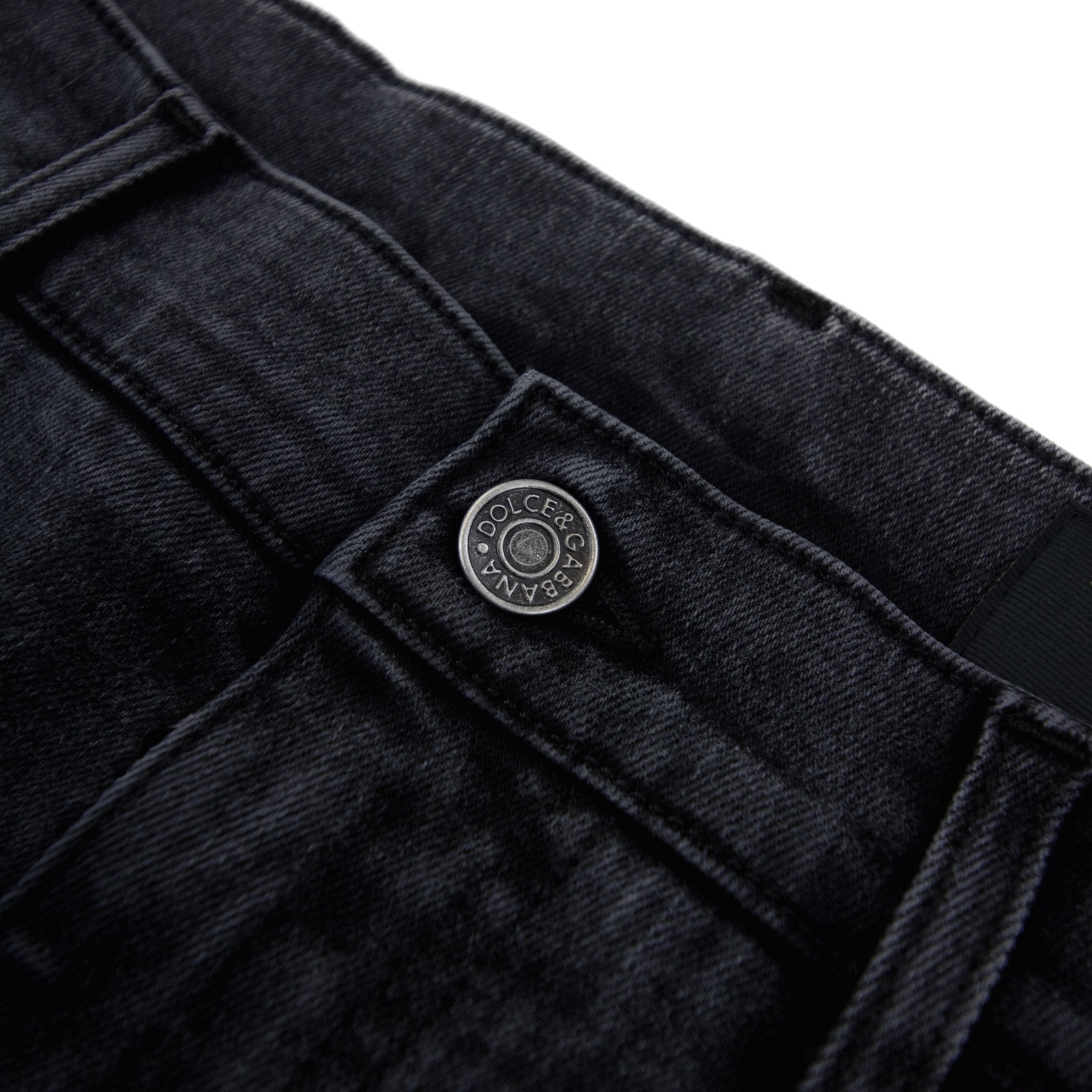 Dolce & Gabbana Skinny Stretch Jean With Branded Tag Dark Grey