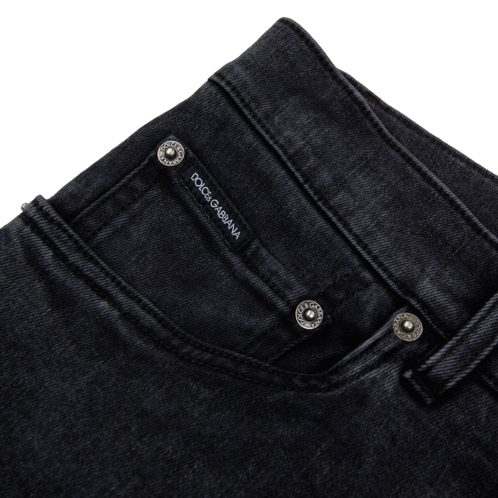 Dolce & Gabbana Skinny Stretch Jean With Branded Tag Dark Grey