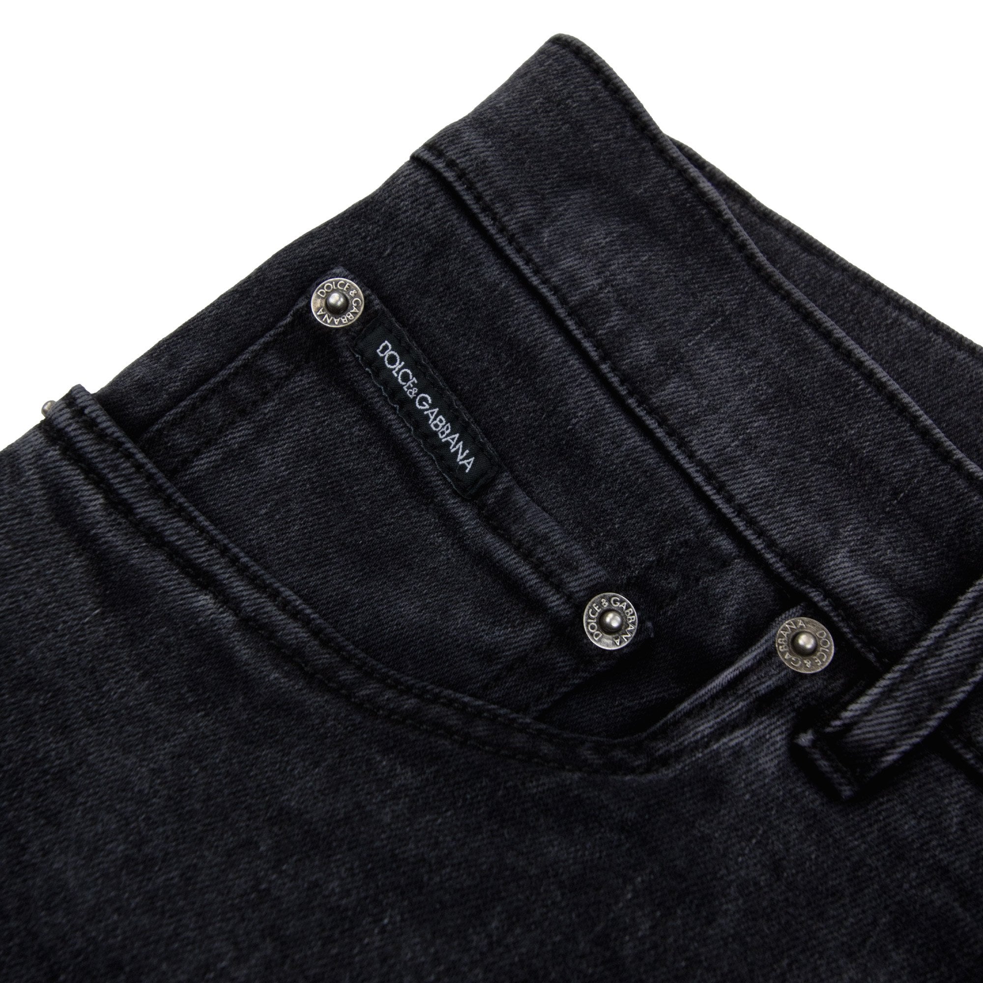 Dolce & Gabbana Skinny Stretch Jean With Branded Tag Dark Grey