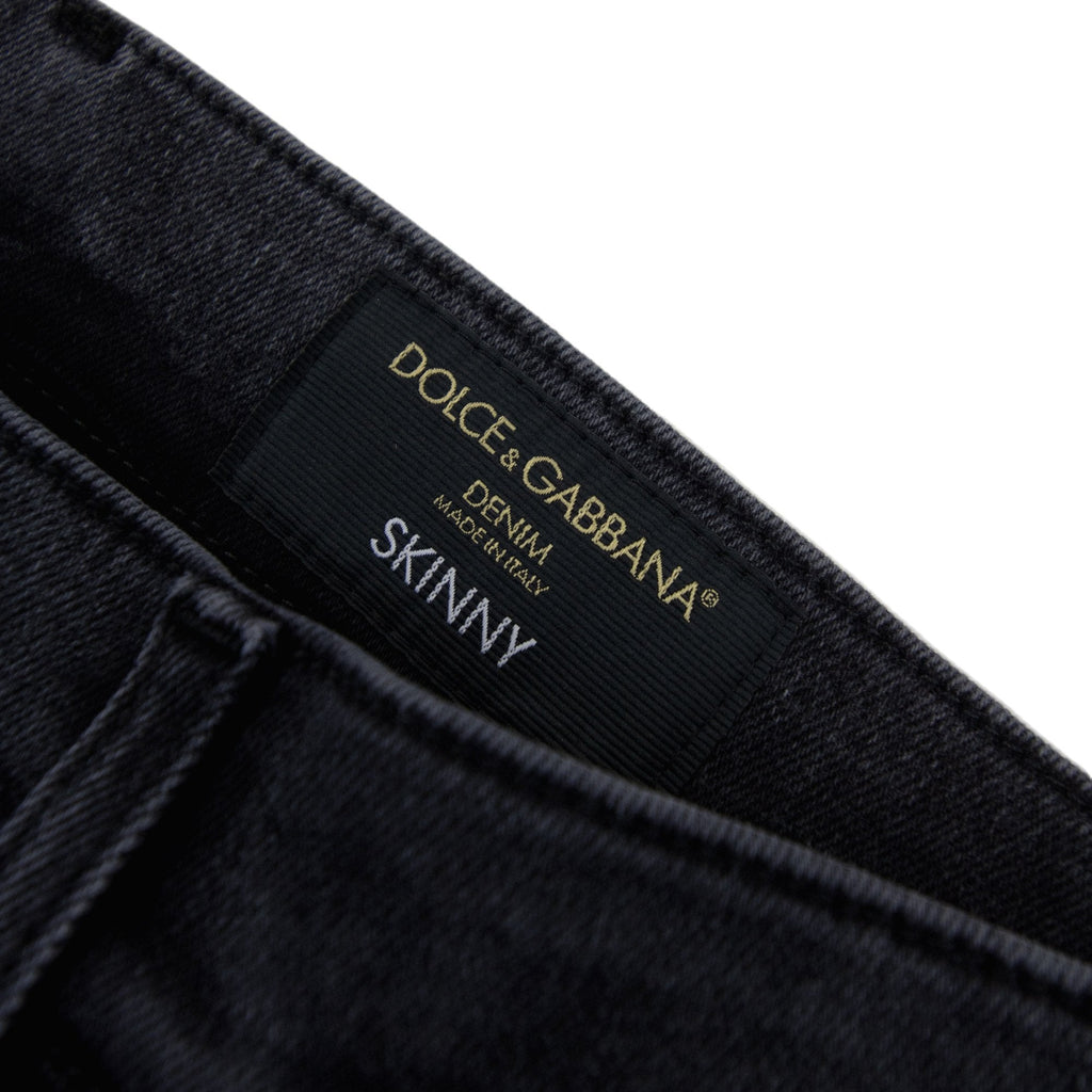Dolce & Gabbana Skinny Stretch Jean With Branded Tag Dark Grey