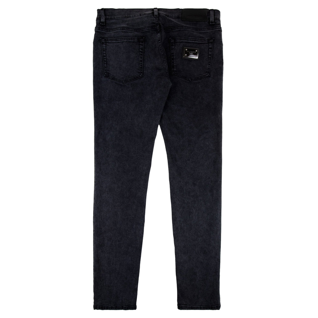Dolce & Gabbana Skinny Stretch Jean With Branded Tag Dark Grey