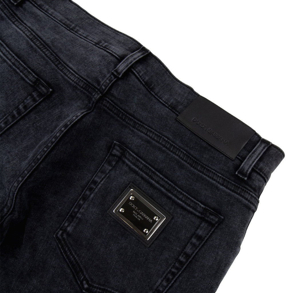 Dolce & Gabbana Skinny Stretch Jean With Branded Tag Dark Grey