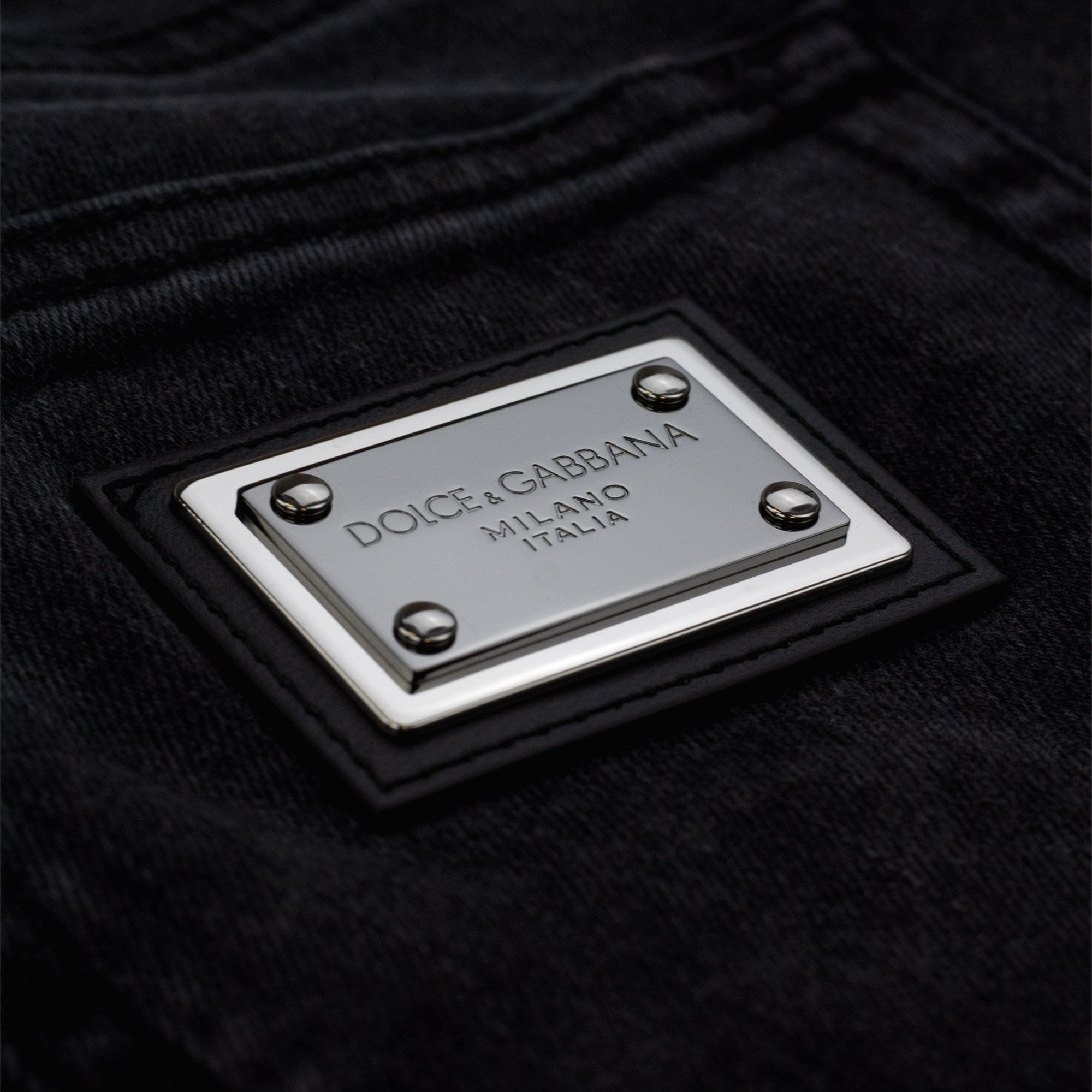 Dolce & Gabbana Skinny Stretch Jean With Branded Tag Dark Grey