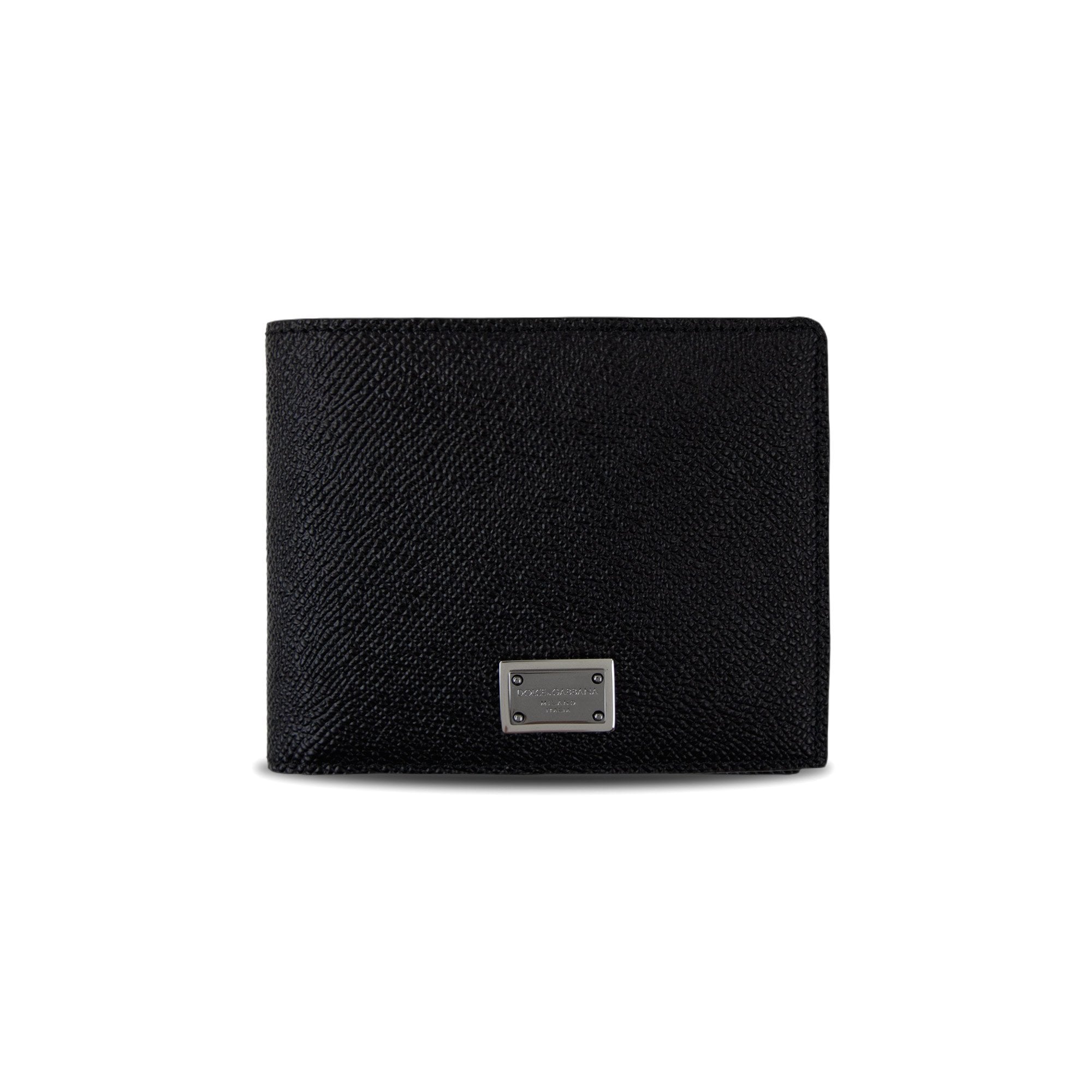 Dolce & Gabbana Calfskin Bi-fold Wallet With Logo Tag Black