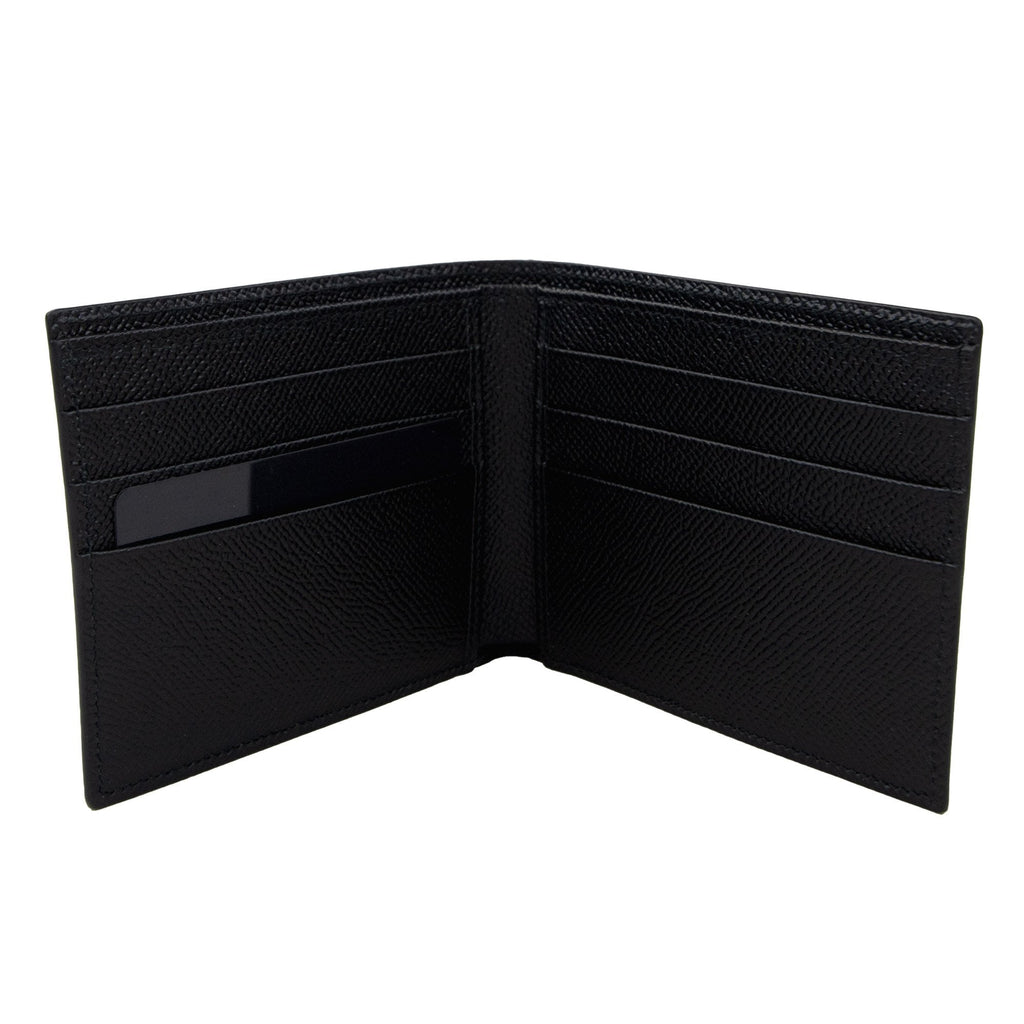 Dolce & Gabbana Calfskin Bi-fold Wallet With Logo Tag Black