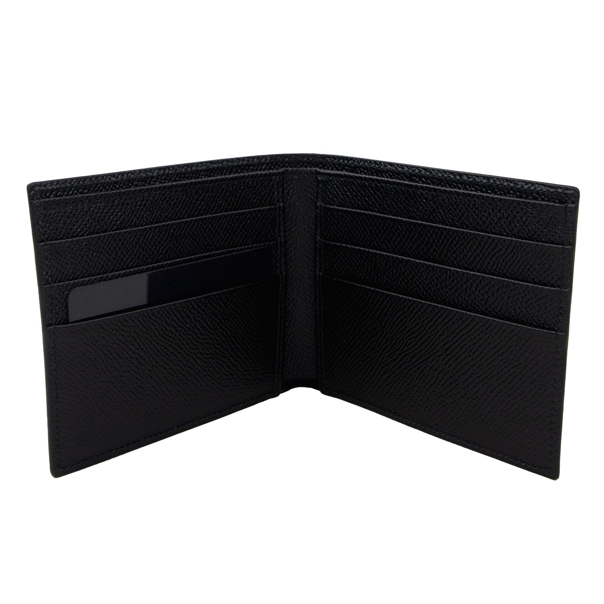 Dolce & Gabbana Calfskin Bi-fold Wallet With Logo Tag Black
