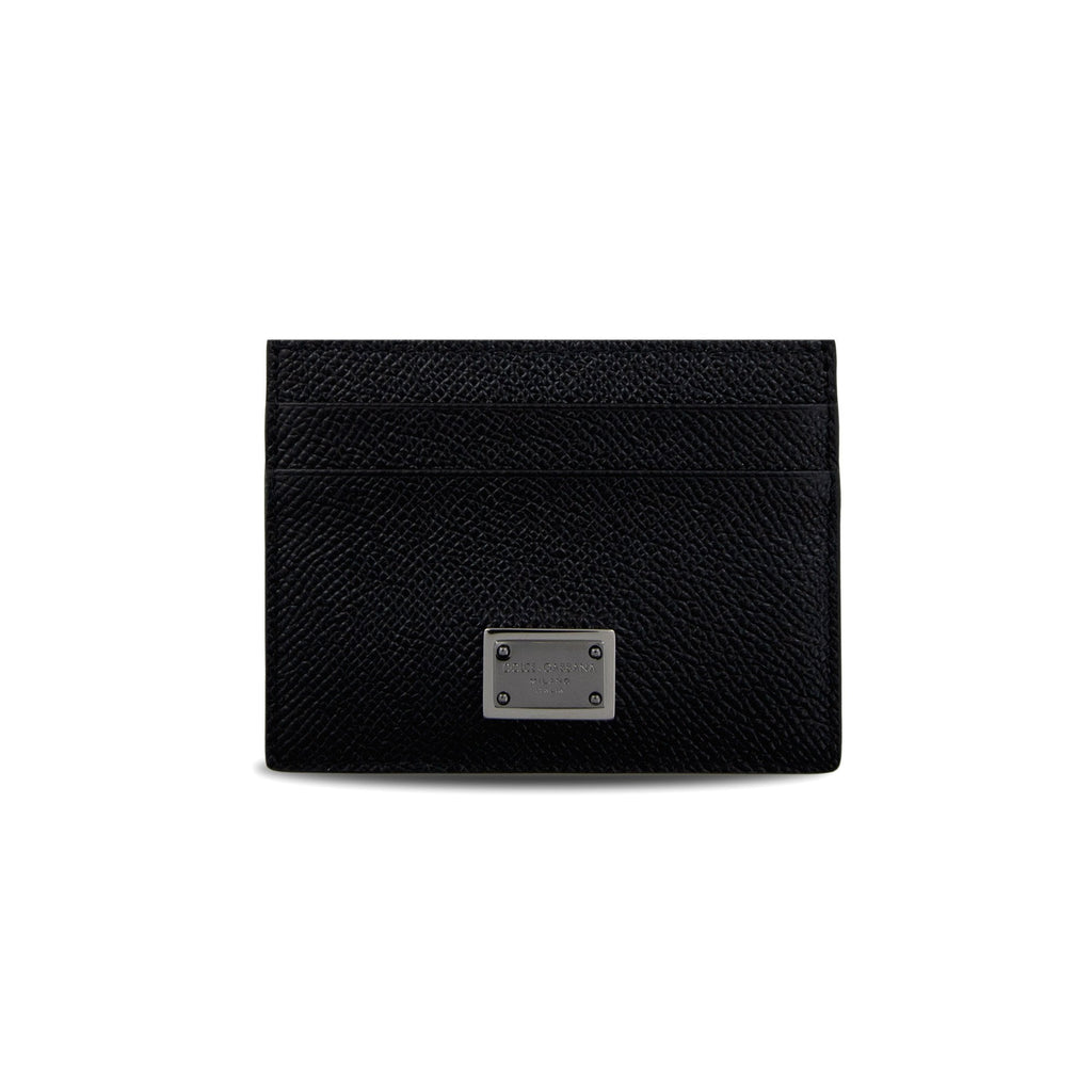 Dolce & Gabbana Calfskin Card Holder With Branded Plate Black