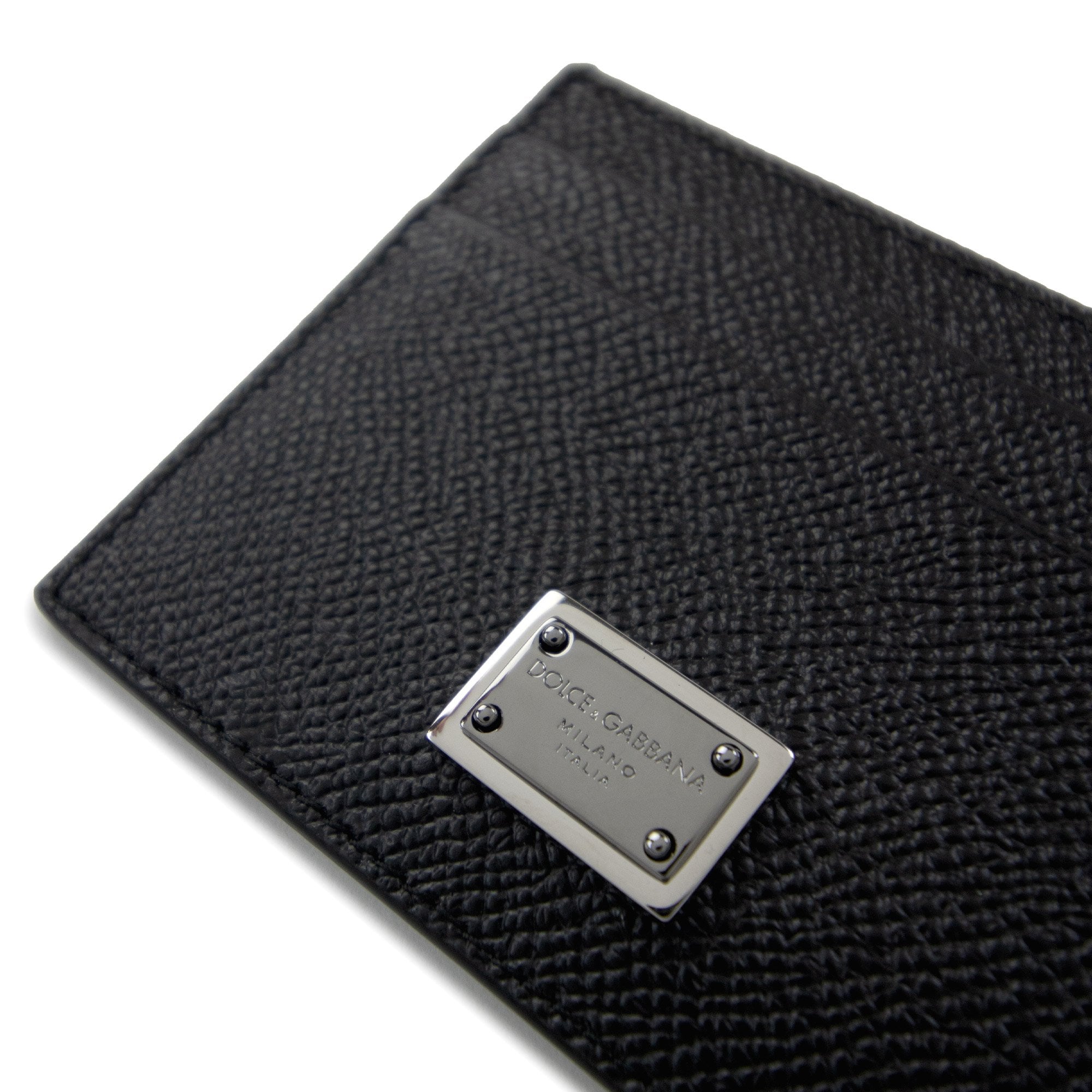 Dolce & Gabbana Calfskin Card Holder With Branded Plate Black